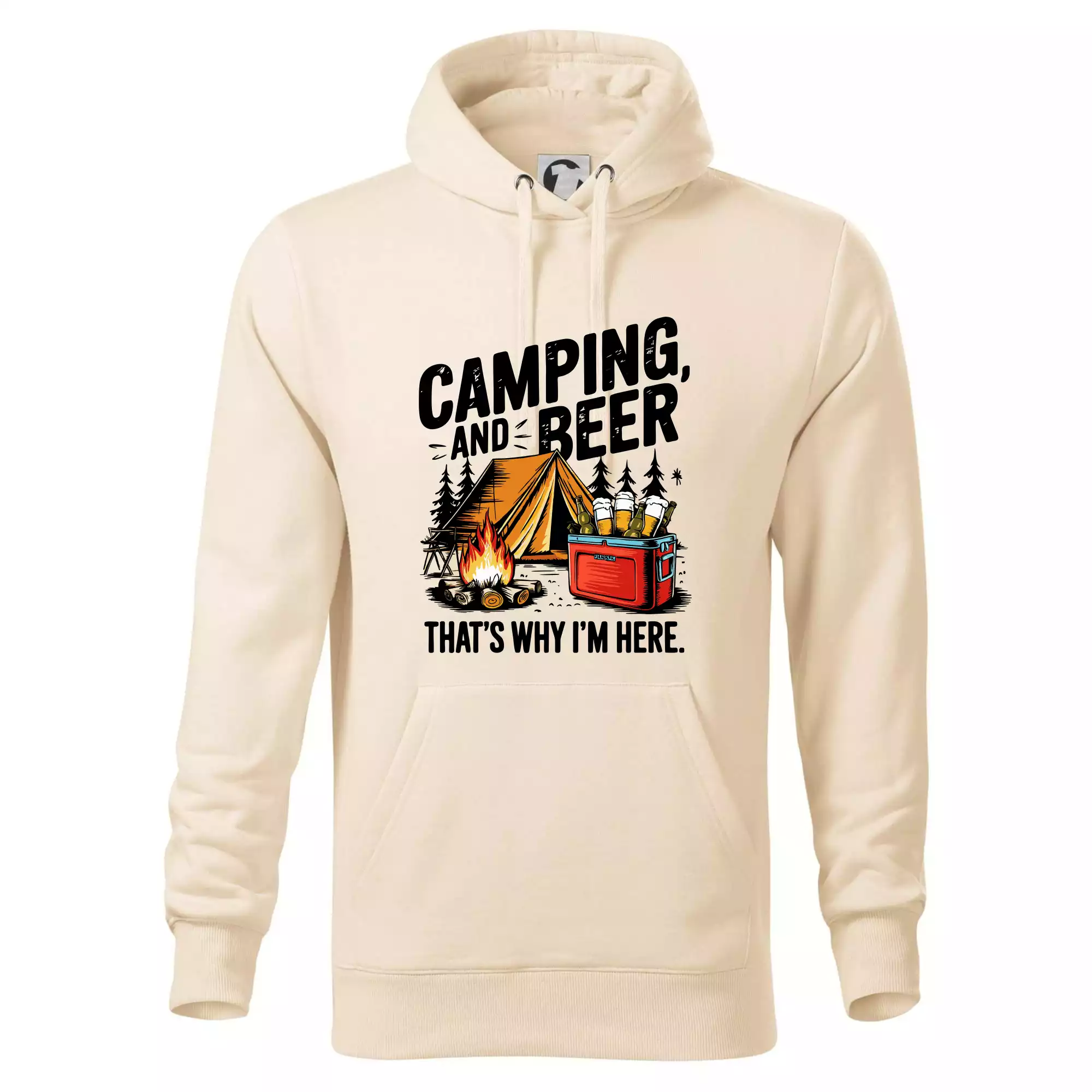 Černý nápis nápis Camping and beer