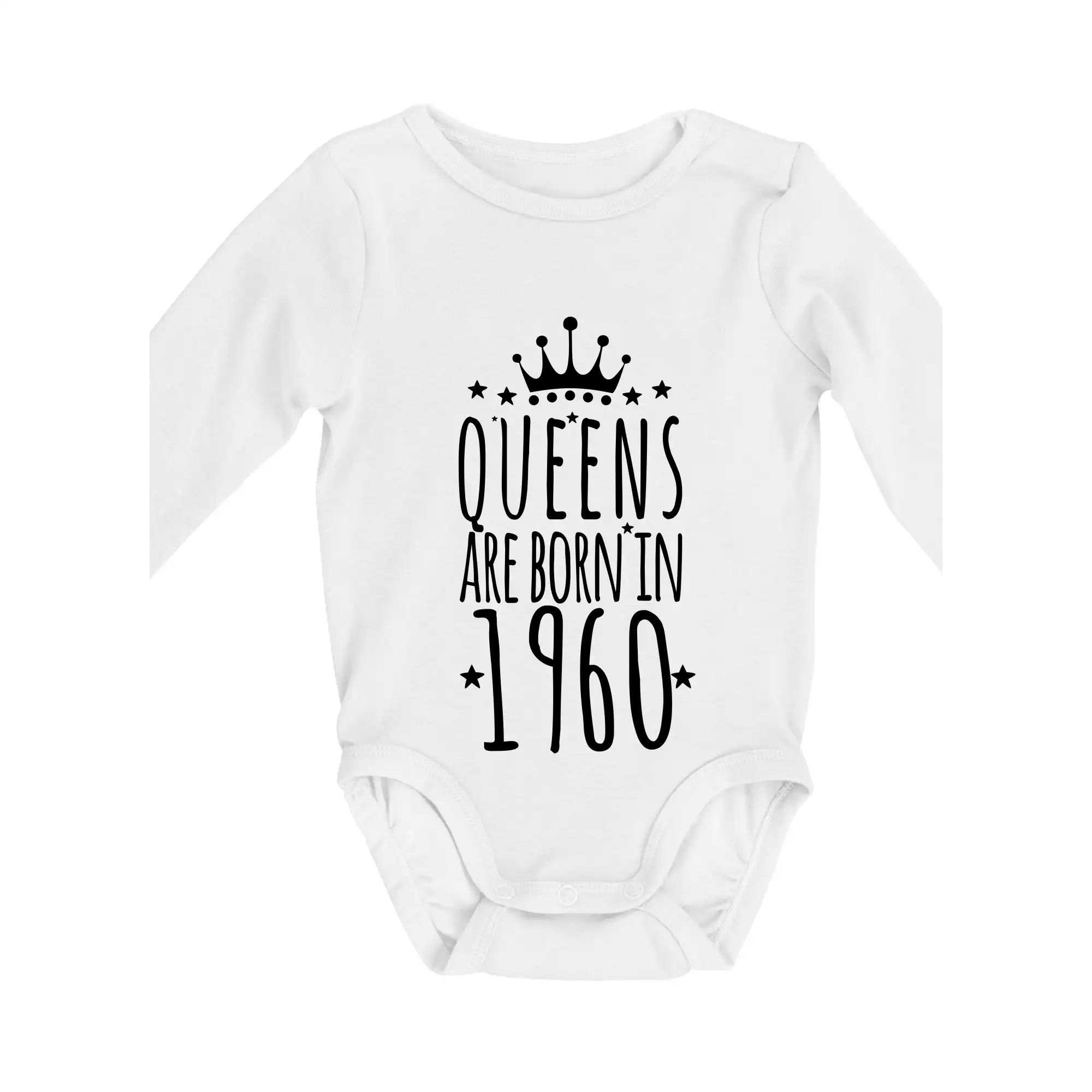 Trička s ročníkom 1960 - Queens are born in 1960 - Body dojčenské s dlhým rukávom
