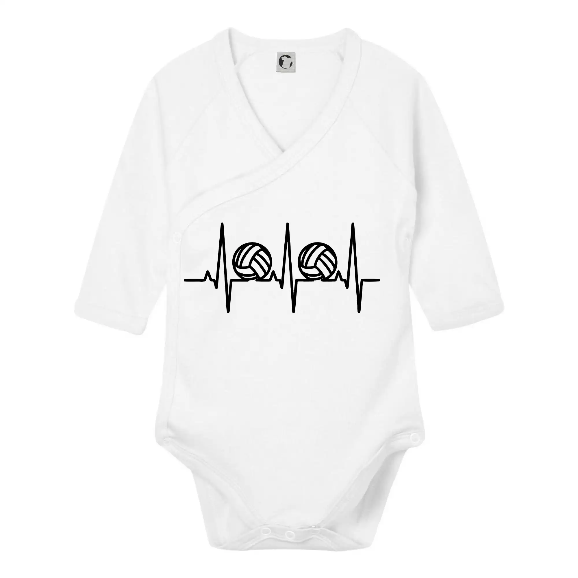 Trička na volejbal - Volejbal ekg - Body zavinovacie s dlhým rukávom