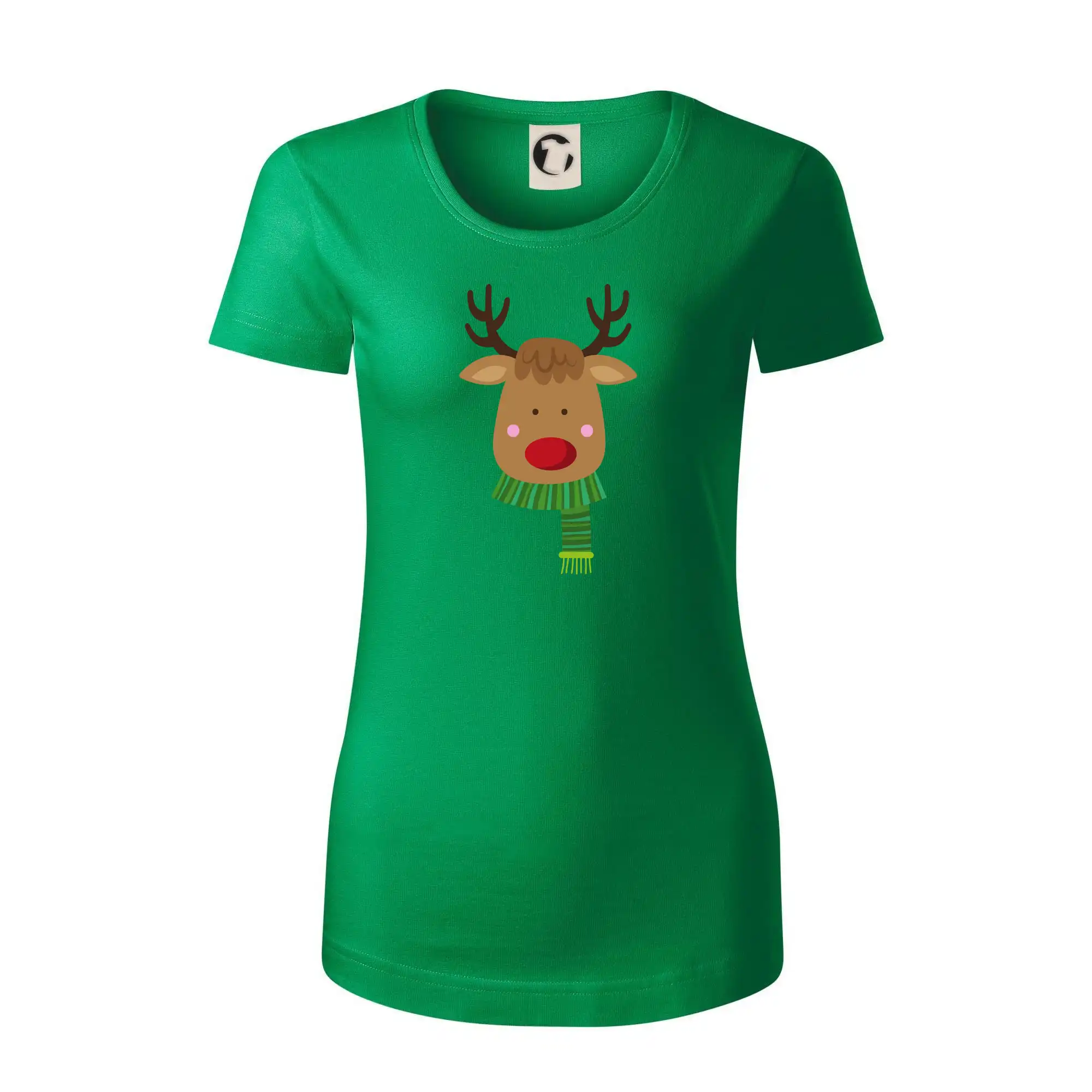 Vianočné tričká - Jeleň so šálom - Dámske tričko z organickej bavlny Origin (GOTS)
