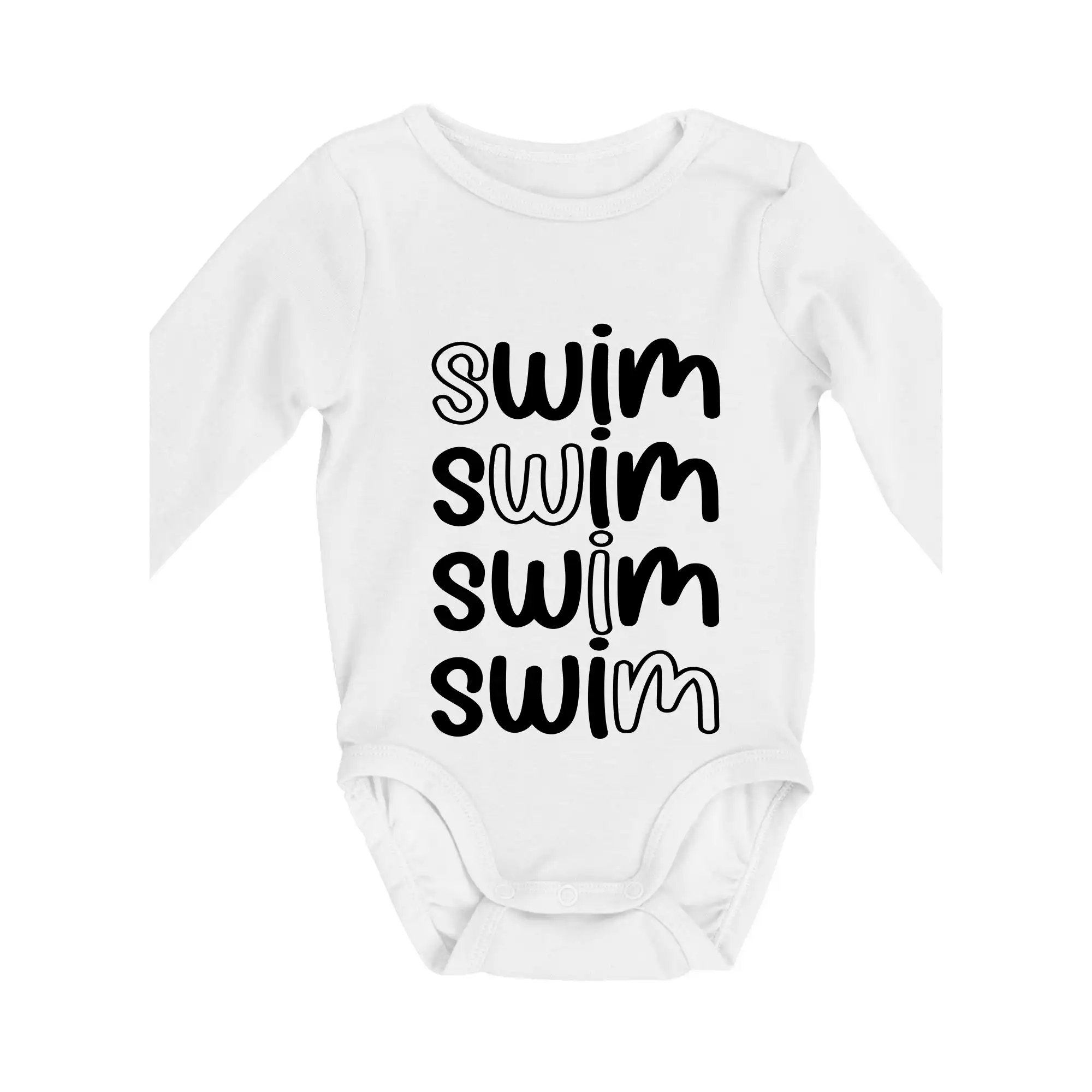 Ostatné športy - Swim nápis - Body dojčenské s dlhým rukávom