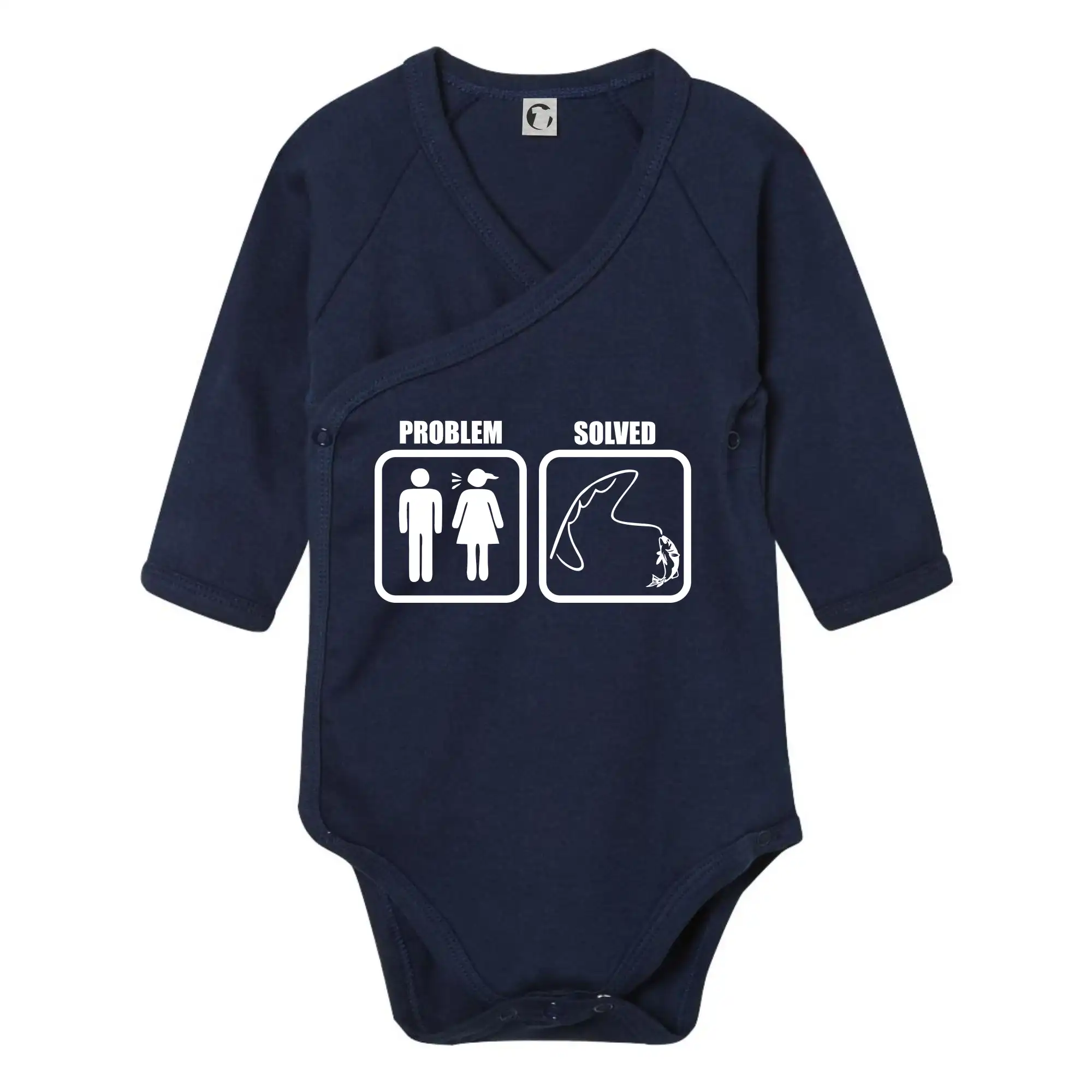 Tričká Problem Solved - Problém rybárčenie - Body zavinovacie s dlhým rukávom