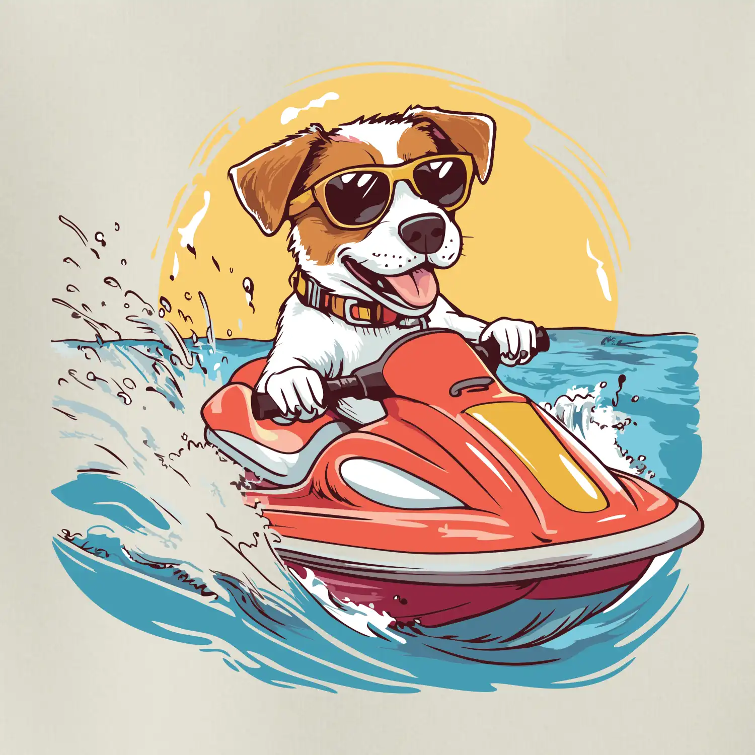 Jack russell teriér na vodním skútru