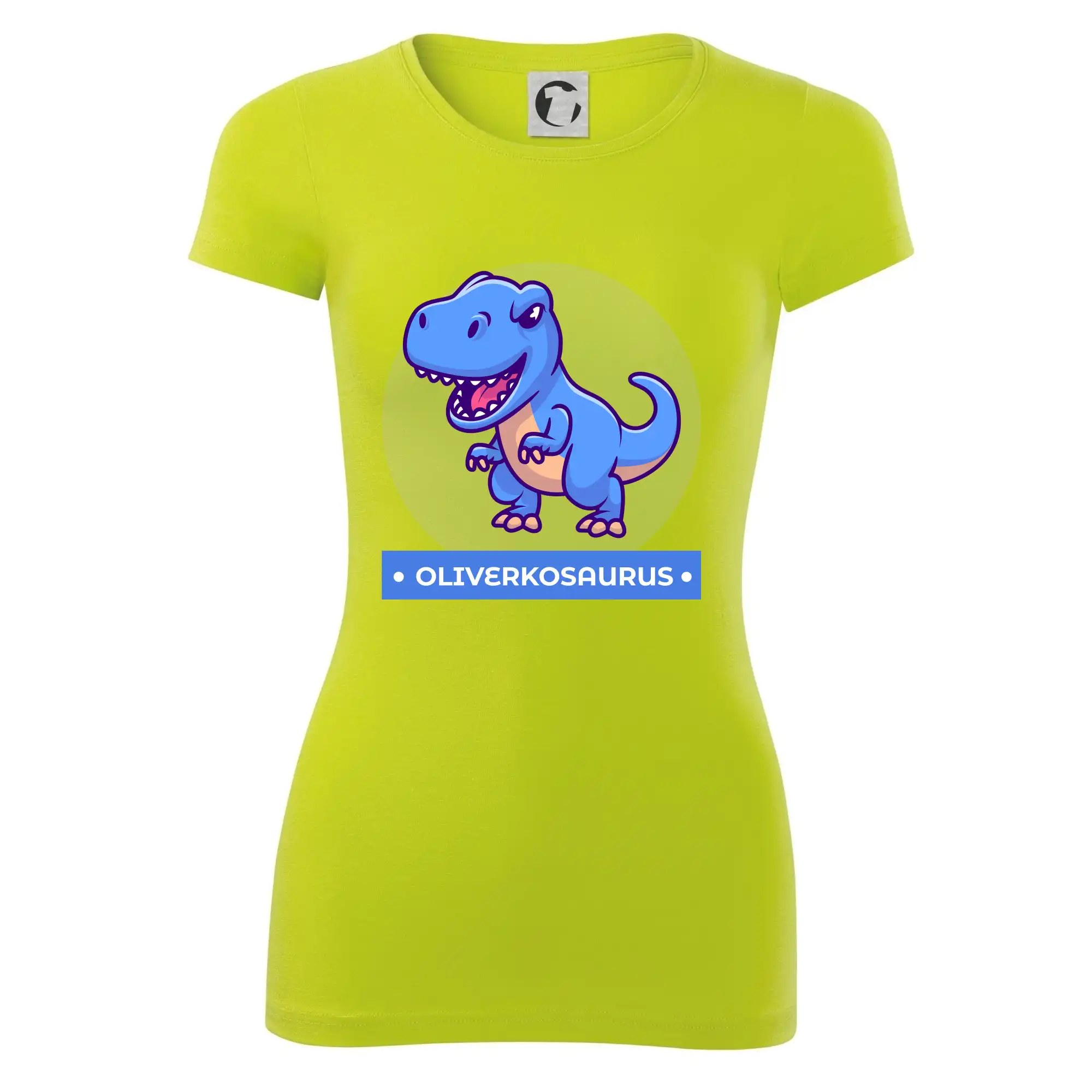 Detské tričká, mikiny a body s originálnymi potlačami | Veselé motívy pre chlapcov aj dievčatá - Dinosaurie mená - modrý dinosaurus - Dámske tričko Glance - Priliehavejší strih