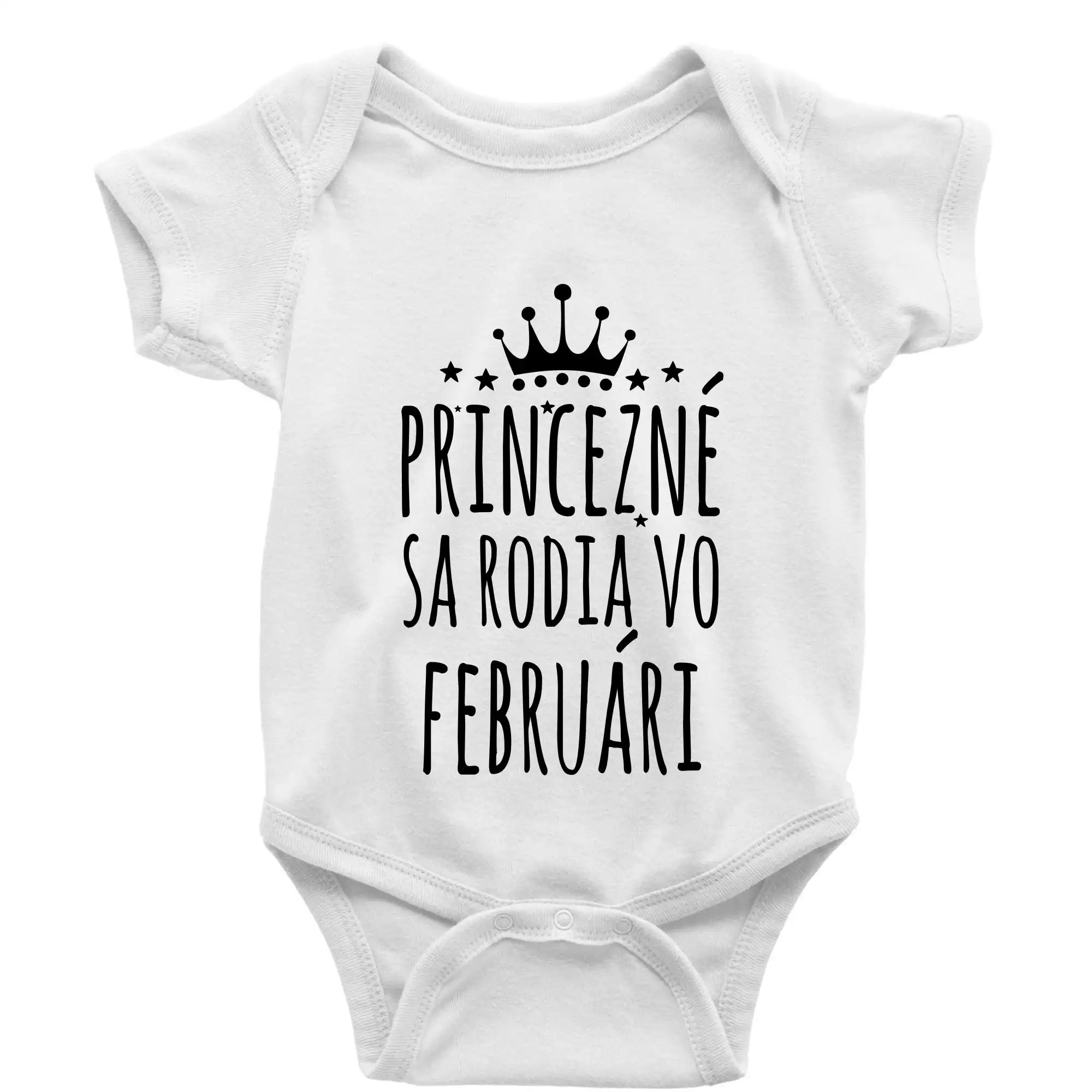 Tričká pre narodené vo februári - Princezné sa rodia vo februári - Body dojčenské s krátkym rukávom