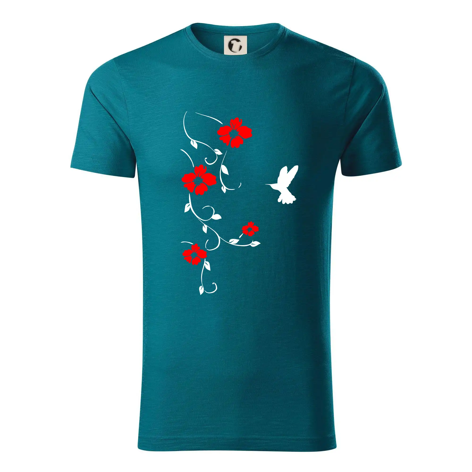 Tričká s kvetinami - Kvetina a vtáčik - Tričko z organickej bavlny