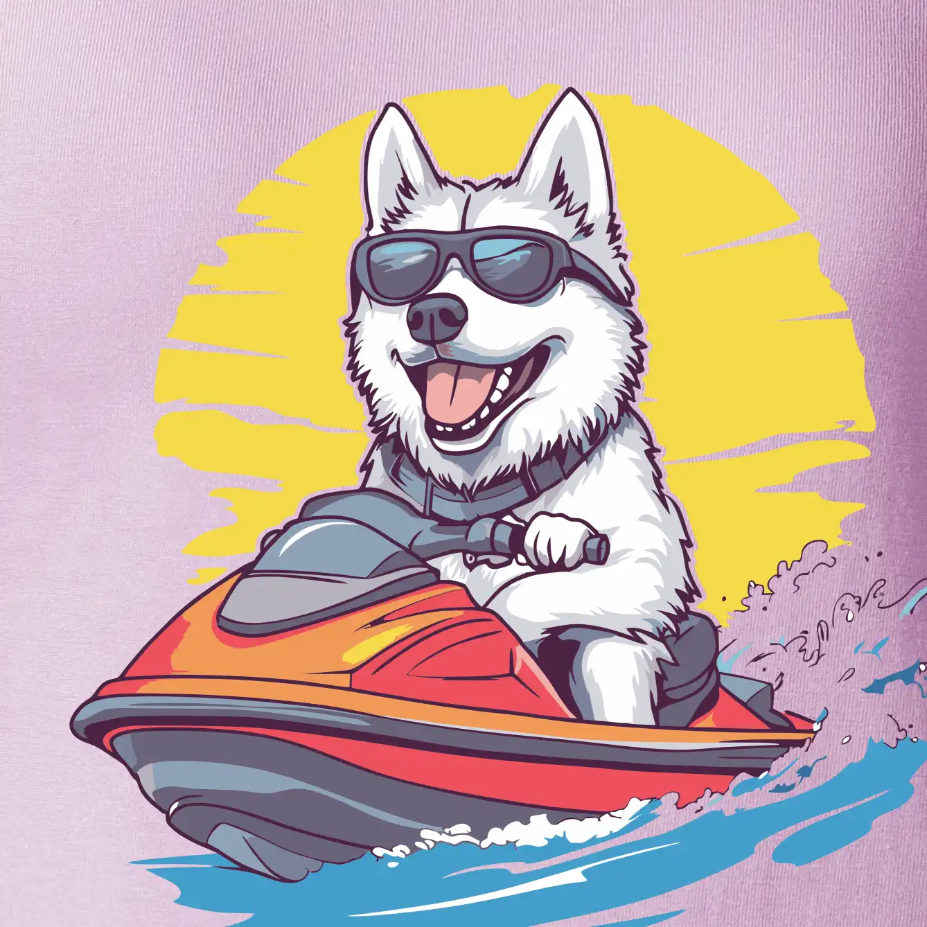 Husky na vodním skútru