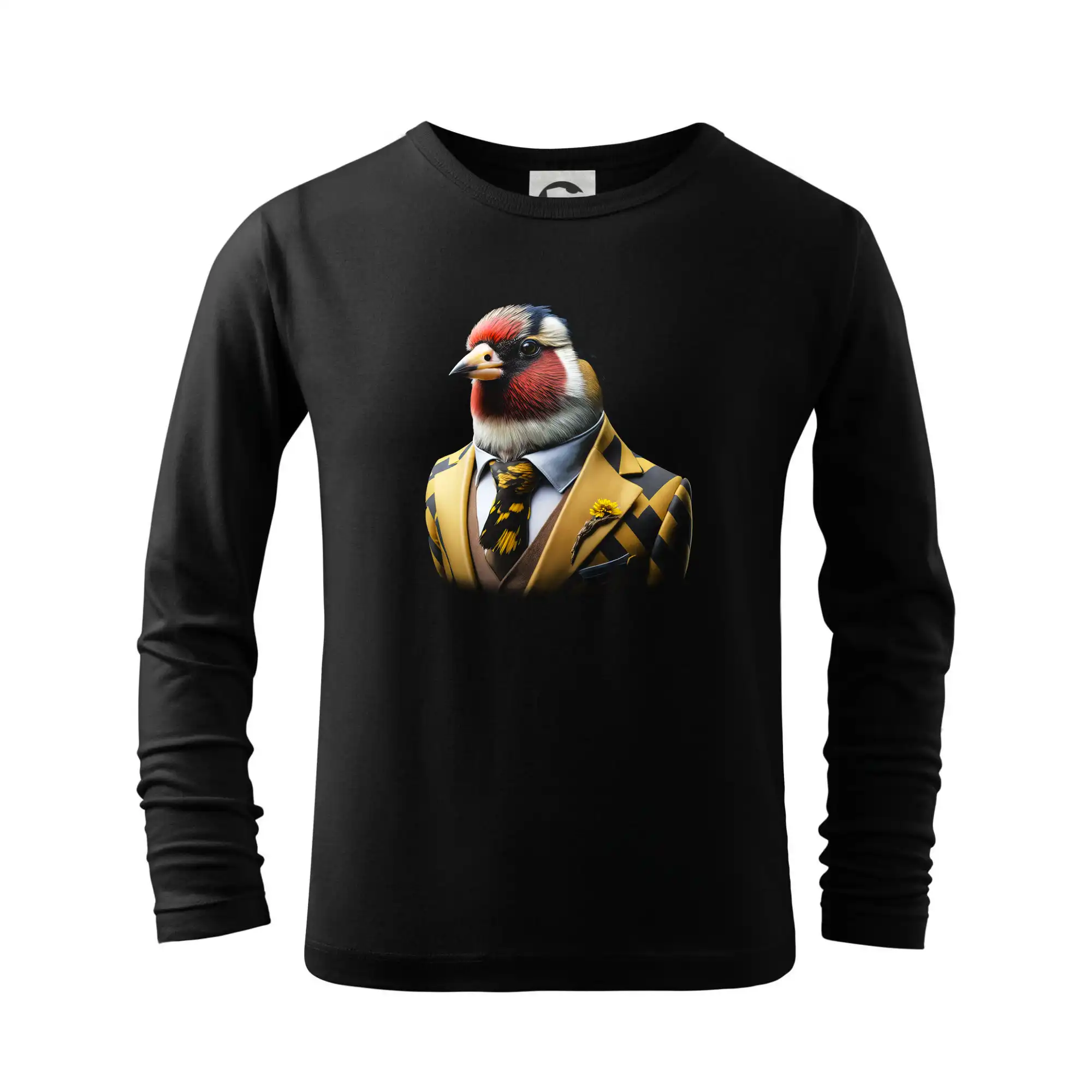 Tričko s motívmi vtákov - Stehlík v obleku - Tričko detské Long Sleeve