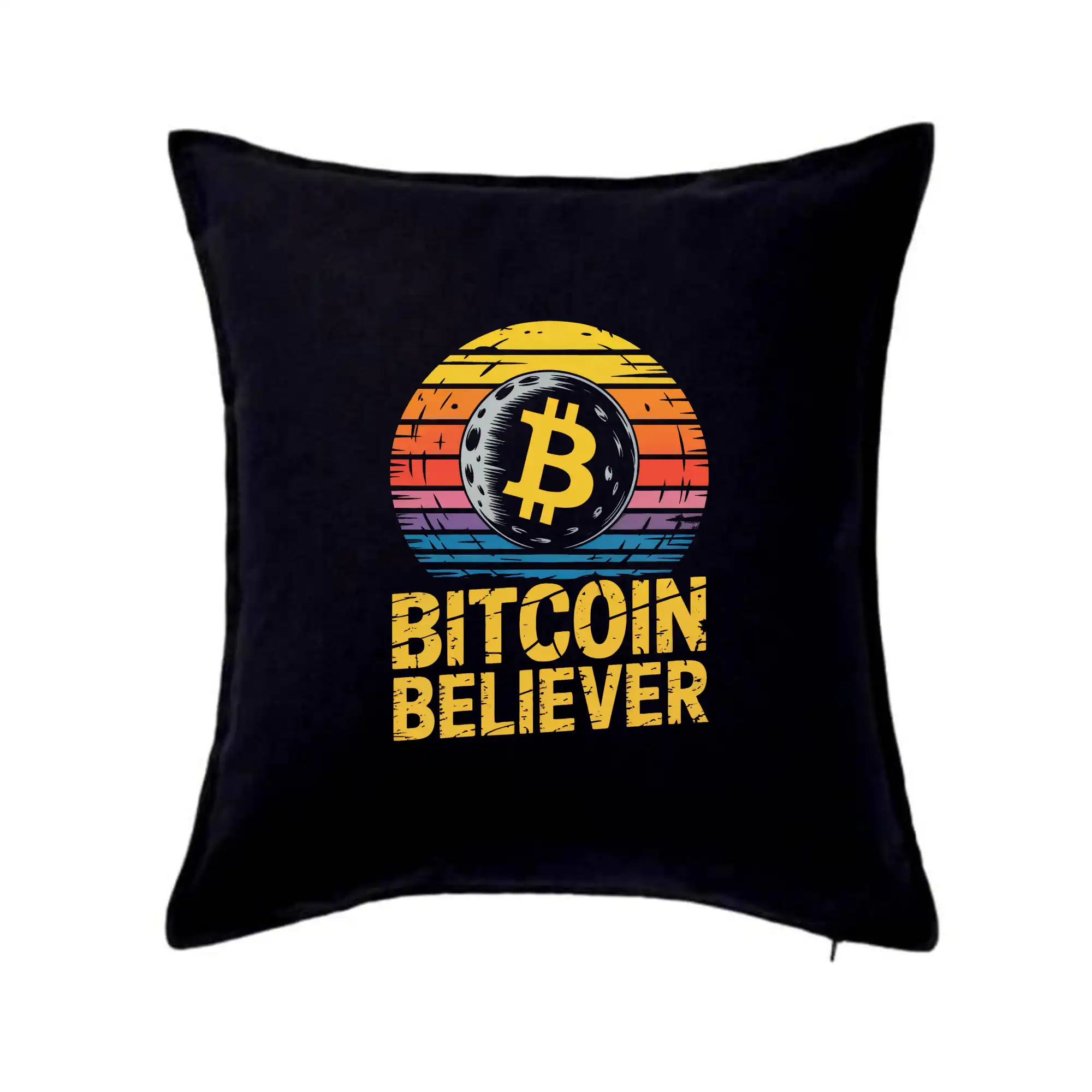 Bitcoin Believer Vintage retro sunset - Vankúš 50x50