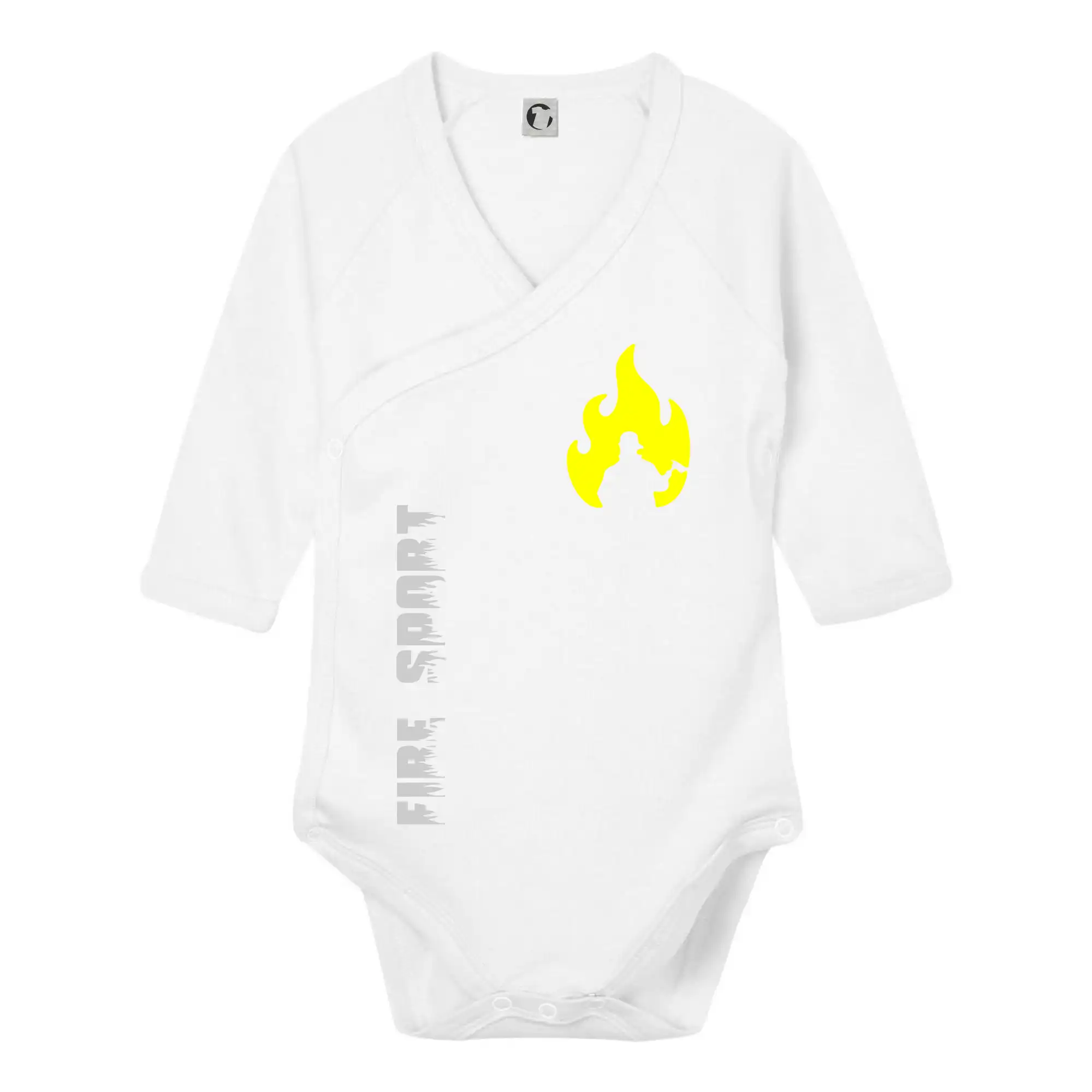 Originálne tričká pre hasičov - DHZ - Váš názov - FLUO + Reflexná potlač - Body zavinovacie s dlhým rukávom