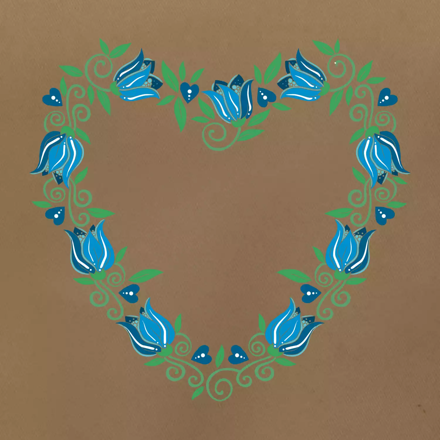 Modré tulipánové srdiečko (Pecka design)