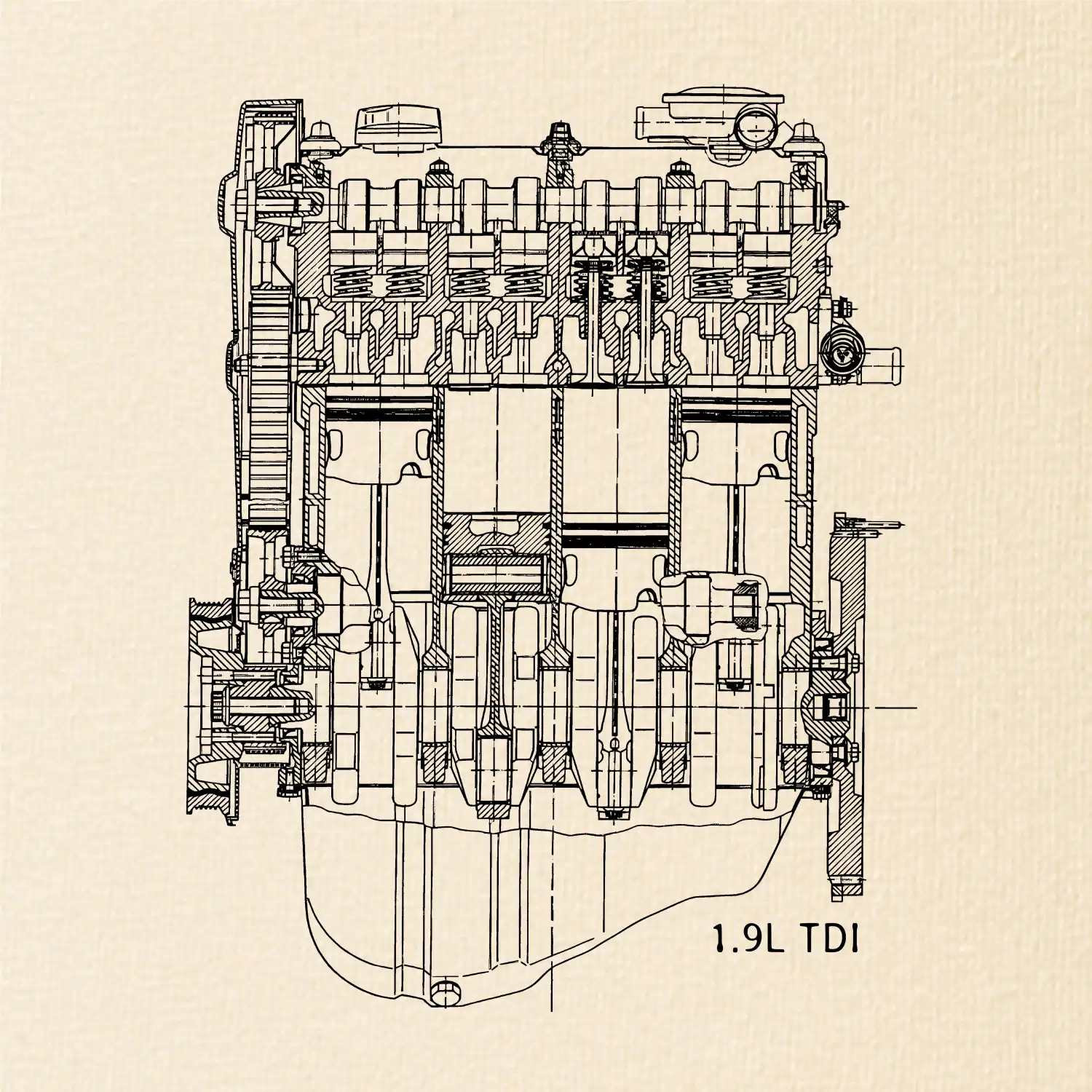 Motor Škoda/ VW 1.9L  TDI ze předu