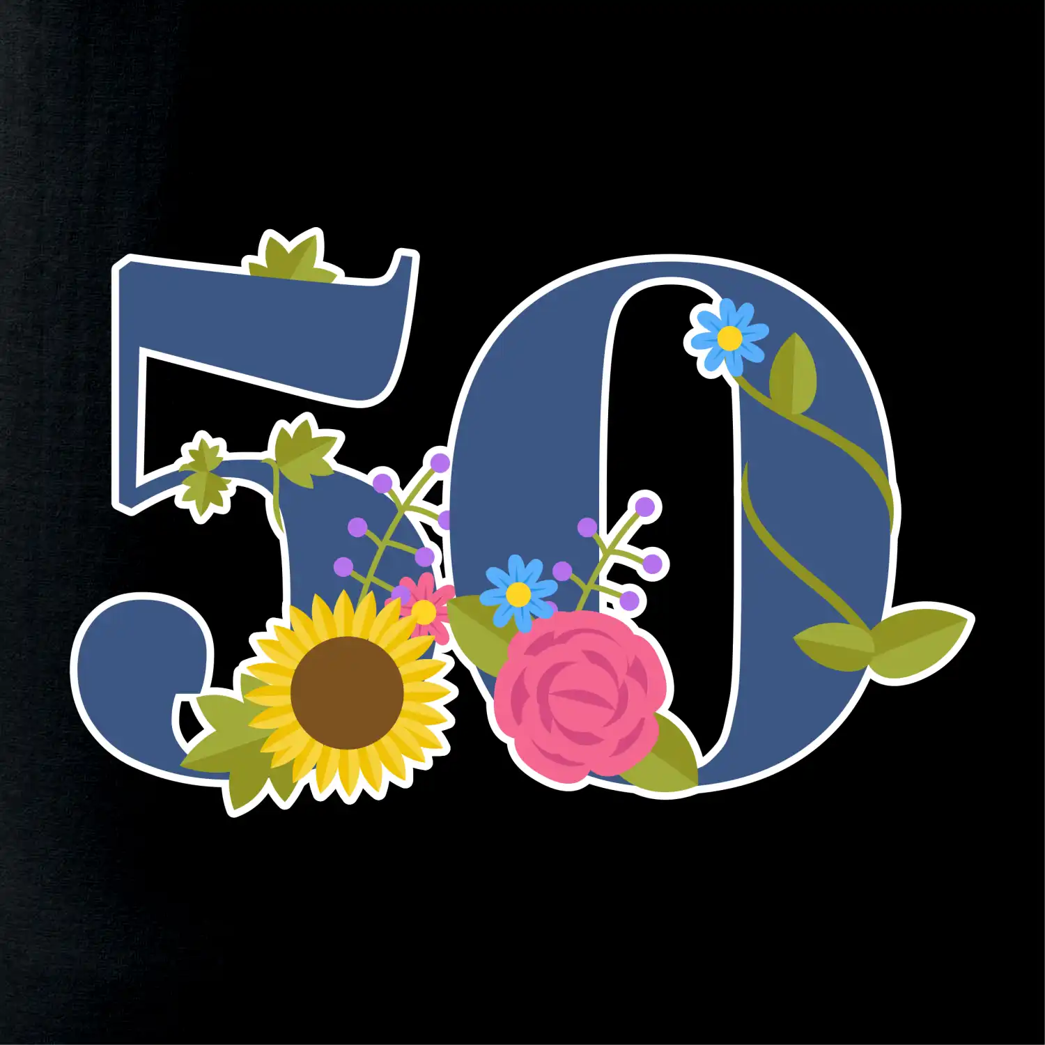 Květinové číslo kreslené - 50
