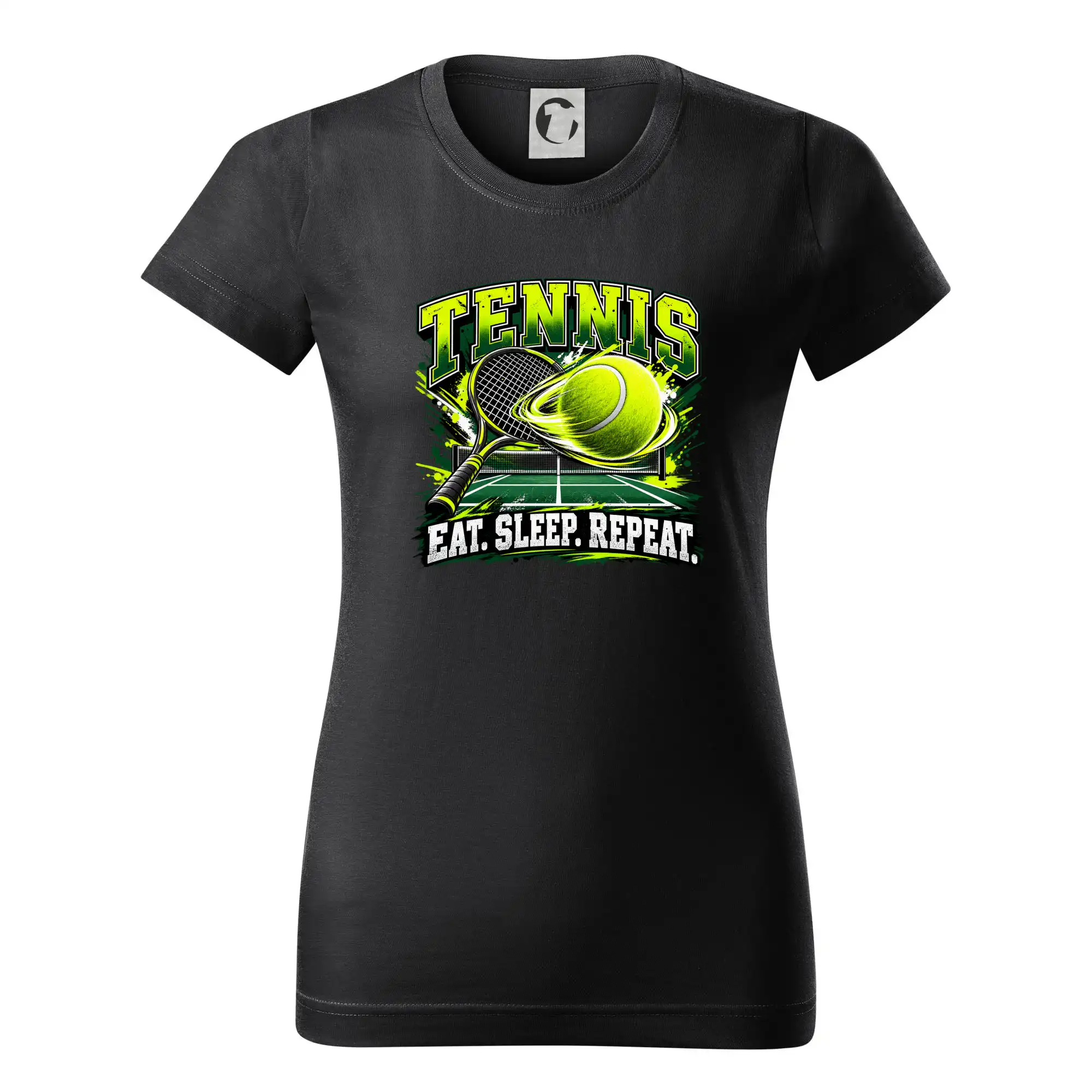 Tenisová raketa a míček eat sleep repeat