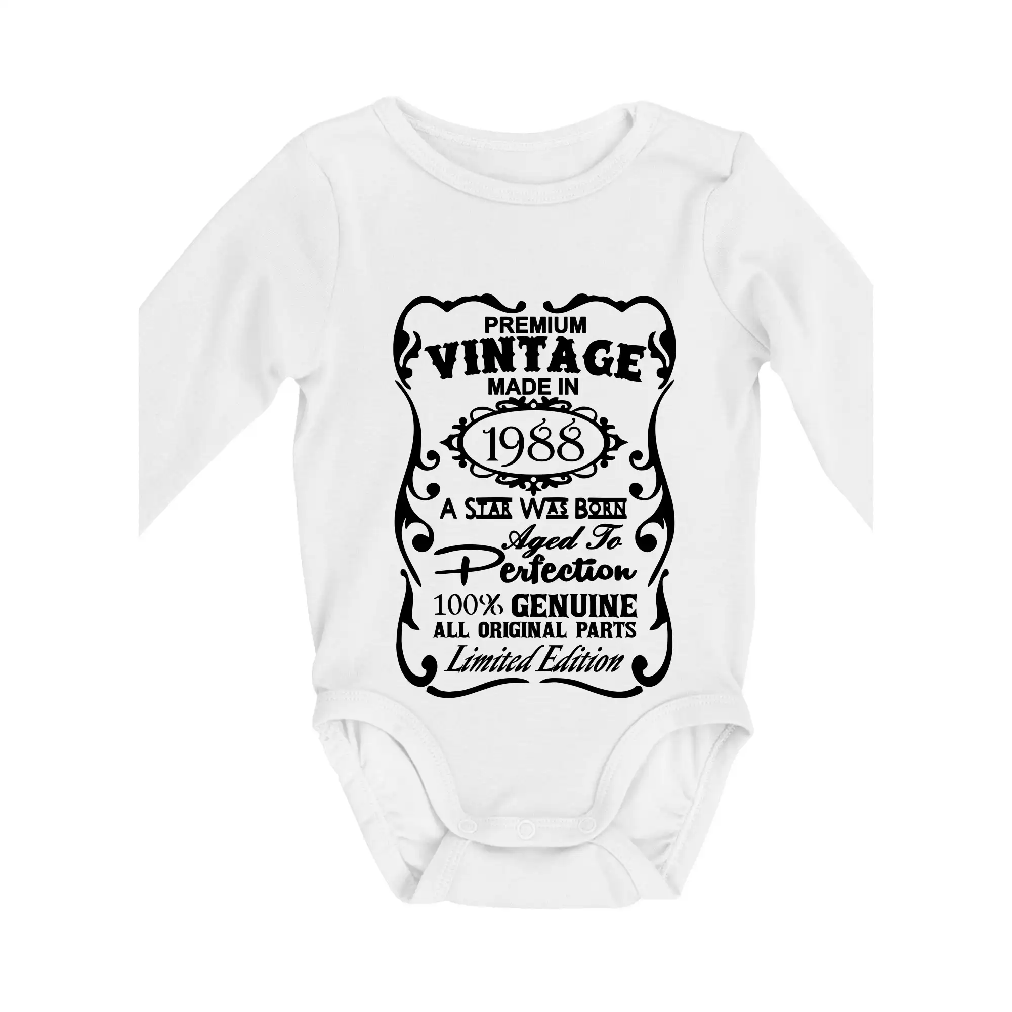 Trička s ročníkom 1988 - Vintage Etiketa - 1988 - Body dojčenské s dlhým rukávom