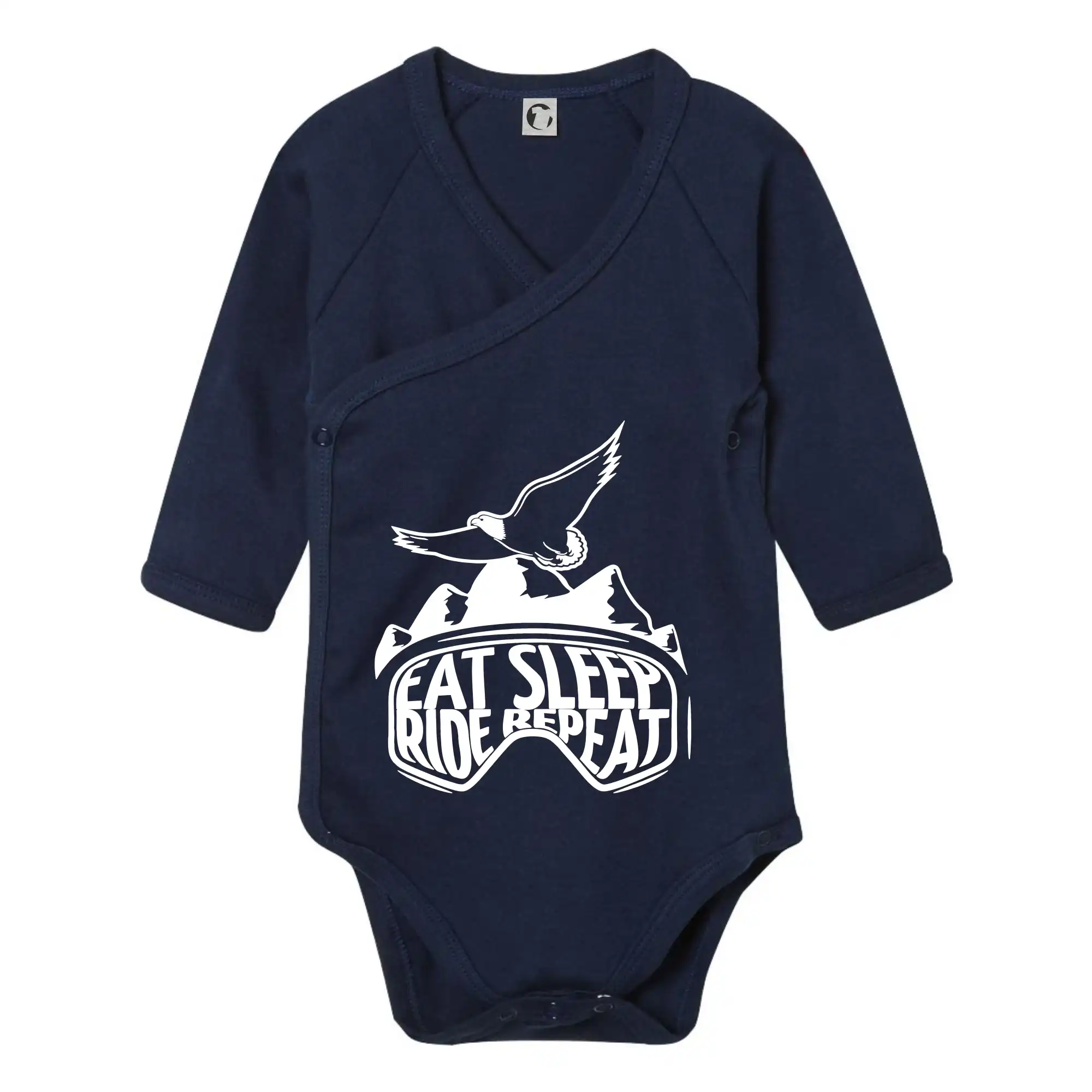 Lyže a Snowboard - Eat sleep ride repeat - hory - Body zavinovacie s dlhým rukávom