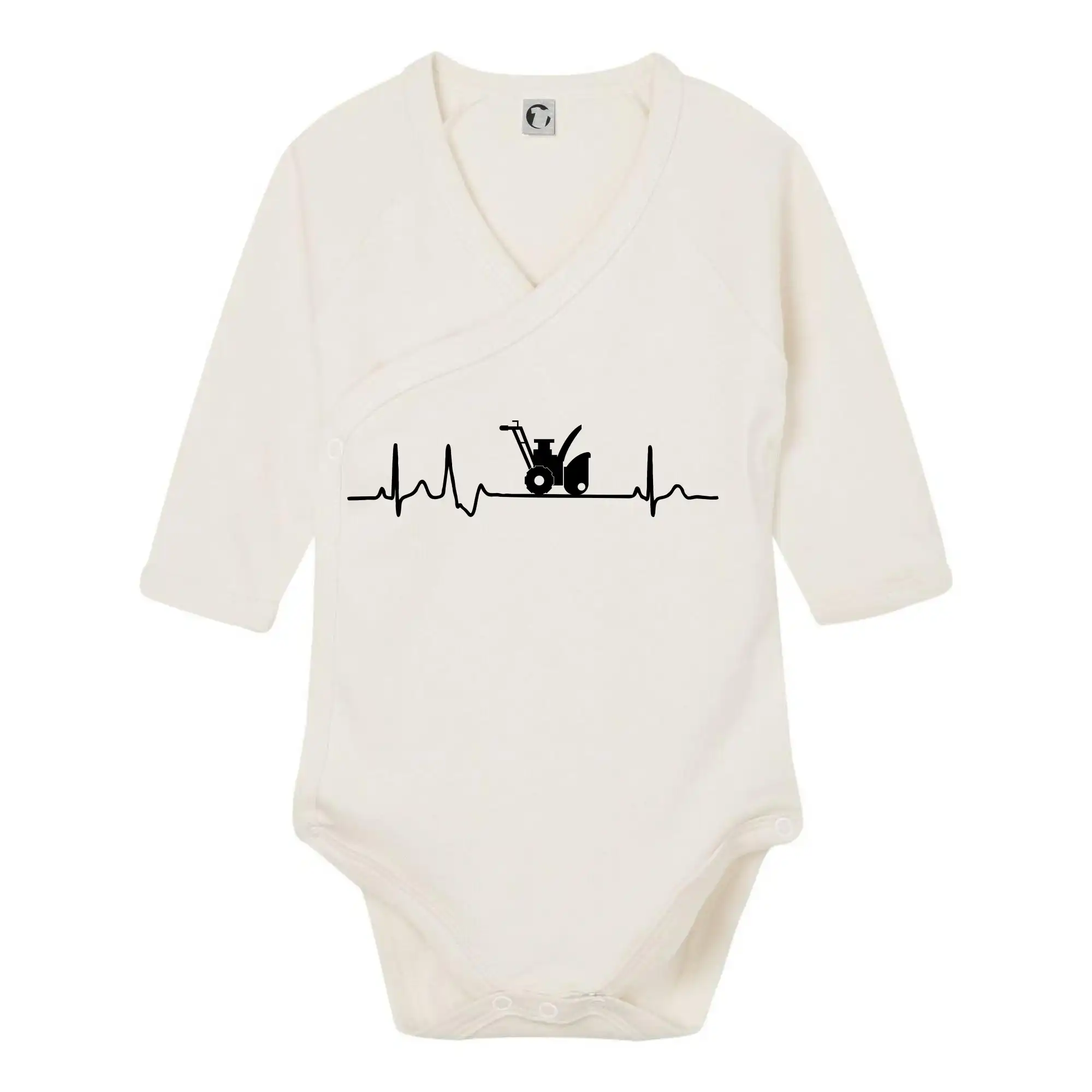 Vtipné tričká do práce - EKG snežná fréza - Body zavinovacie s dlhým rukávom