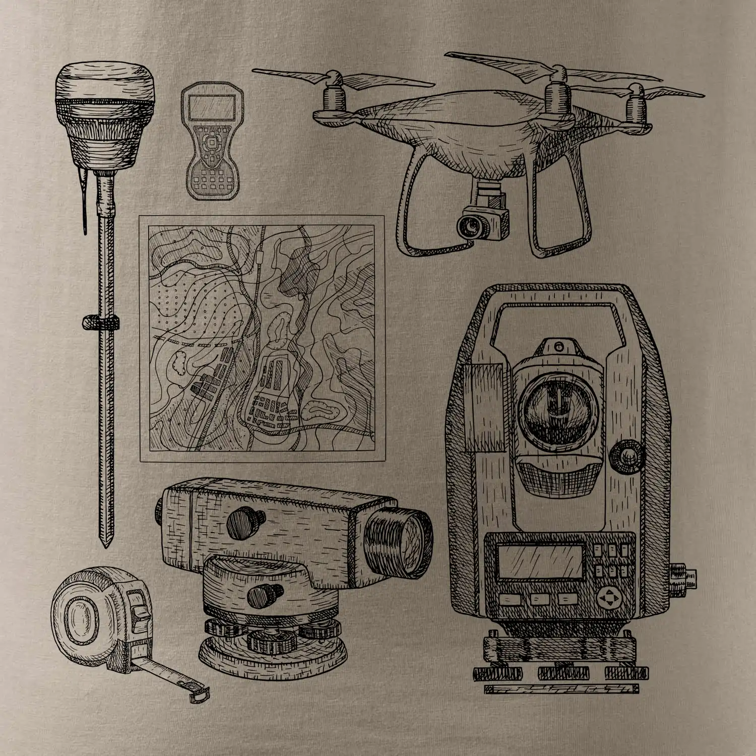 Geodet teodolit dron