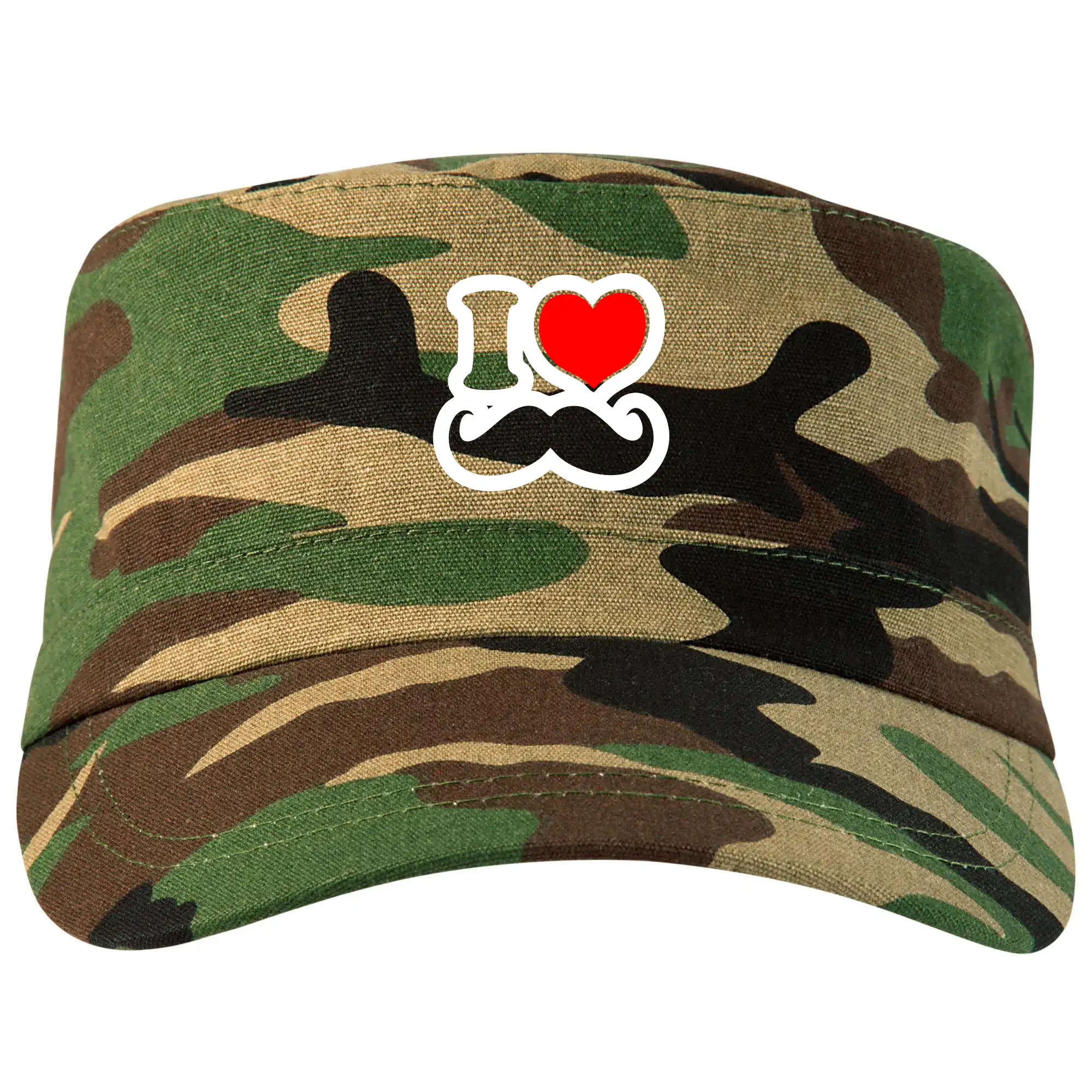 Tričká s fúzikmi - i love mustache - obrys - Šiltovka CAMO
