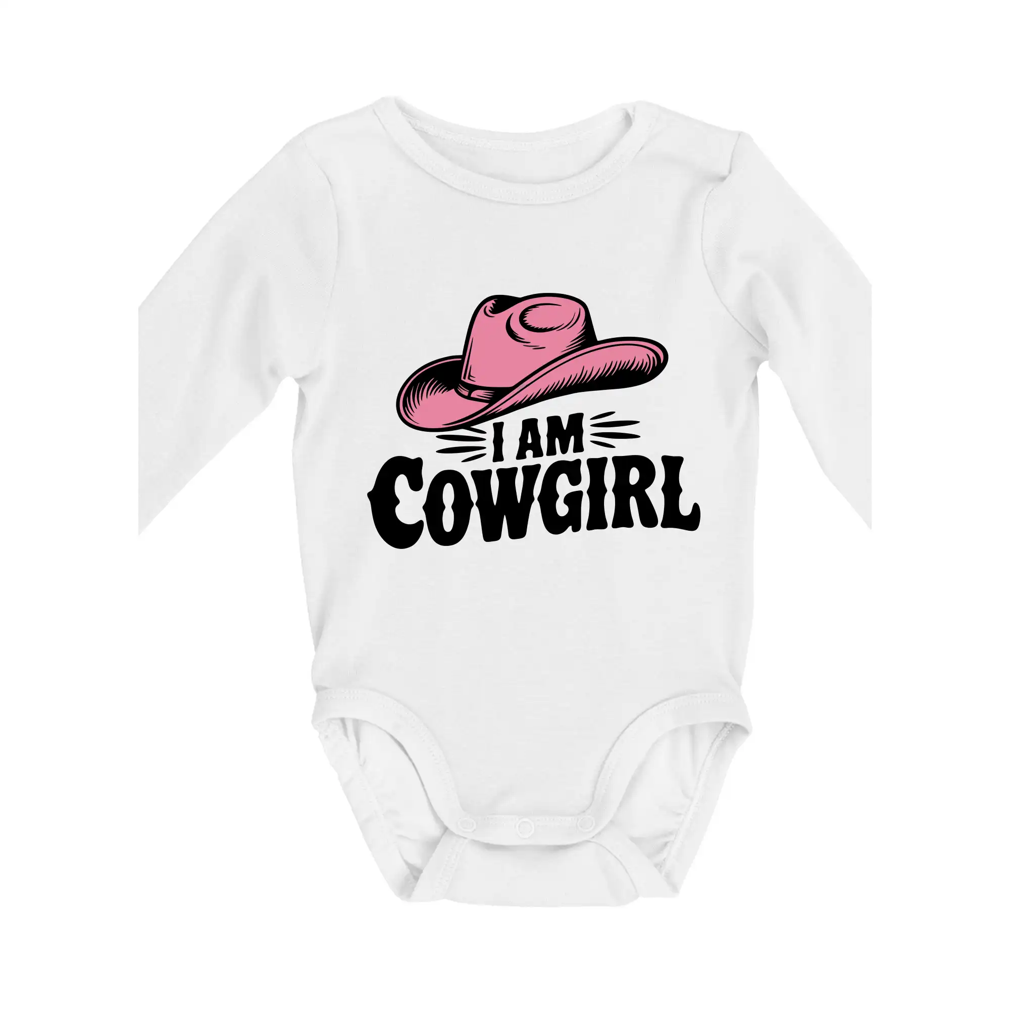 Tričká s koňmi - Iam cowgirl klobúk - Body dojčenské s dlhým rukávom