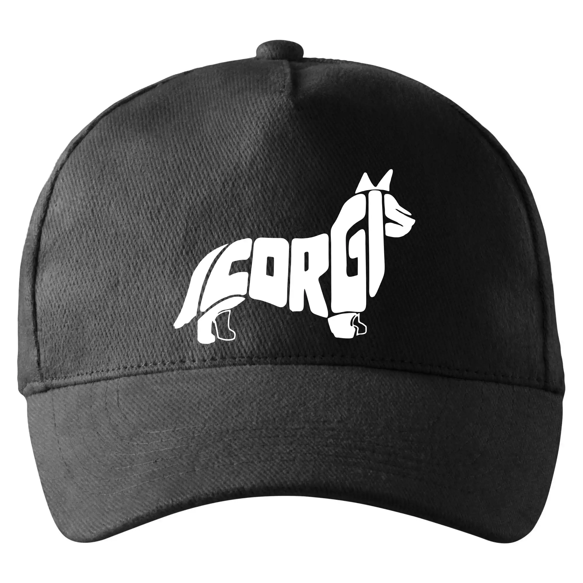 Ostatné psie plemená - Corgi - nápis v tele - Šiltovka so zahnutým šiltom a mosaznou sponou