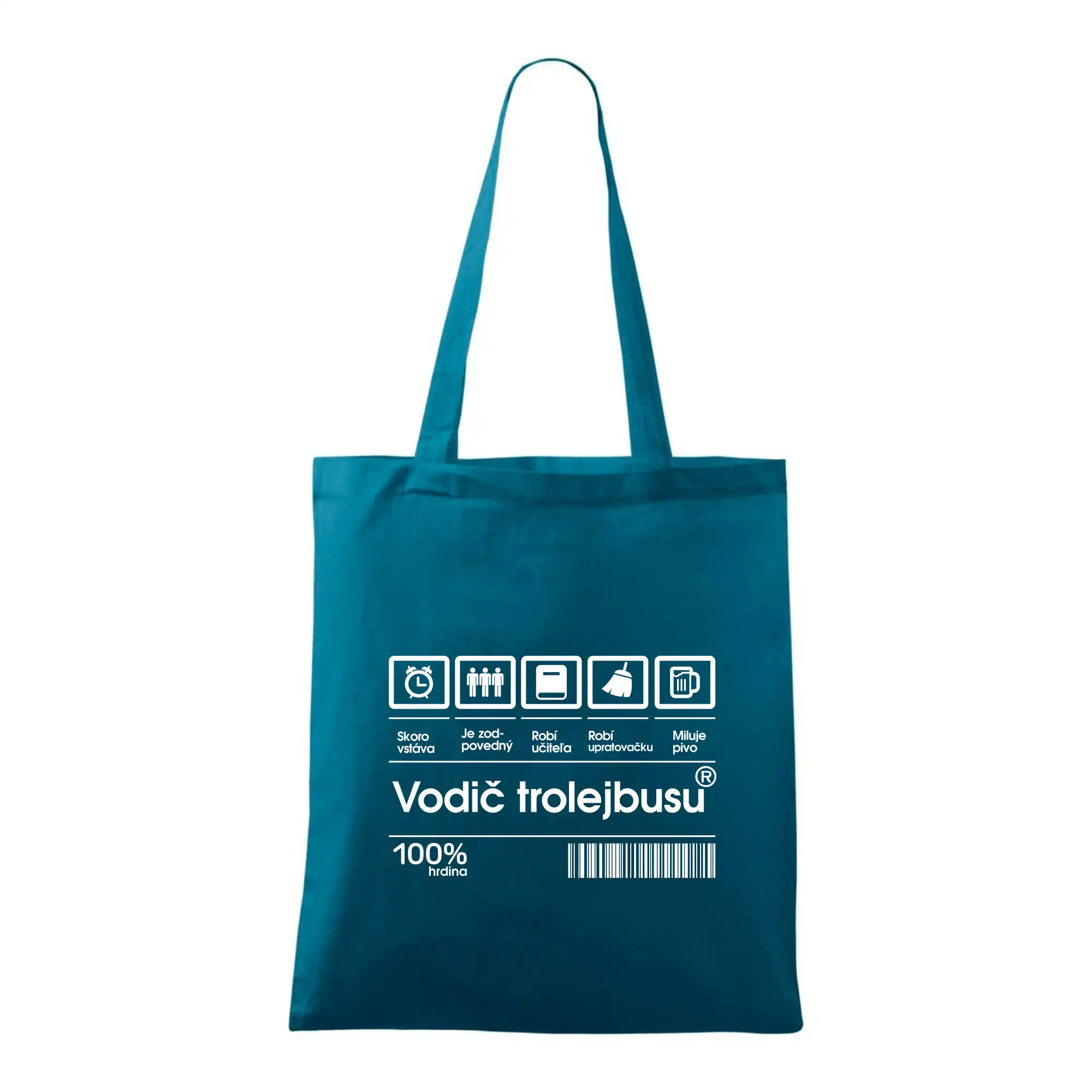 Tričká s vlakmi a autobusmi - Čiarový kód - Vodič trolejbusu - Taška bavlnená