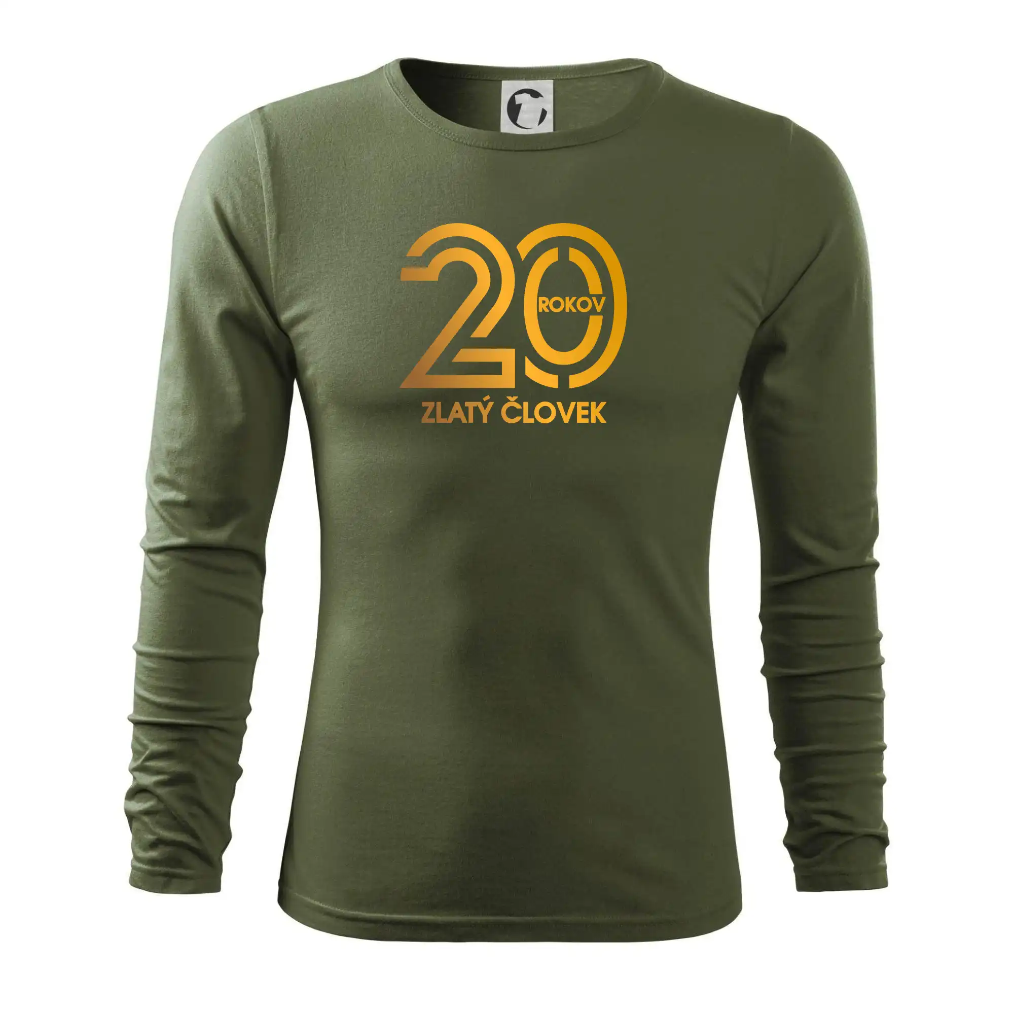 Tričká k narodeninám - 20 rokov zlatý človek - Tričko s dlhým rukávom FIT-T long sleeve