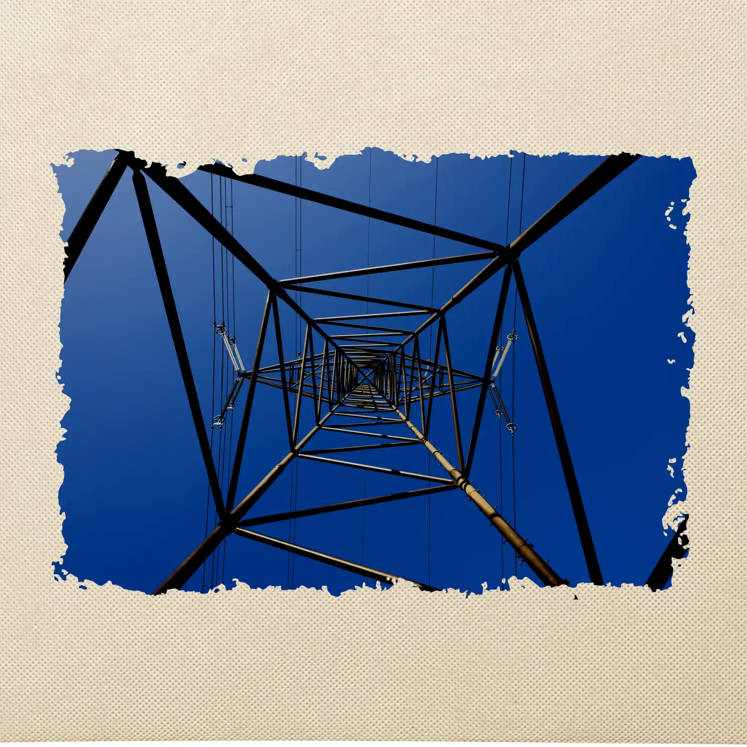 Stožár vysokého napětí zespodu