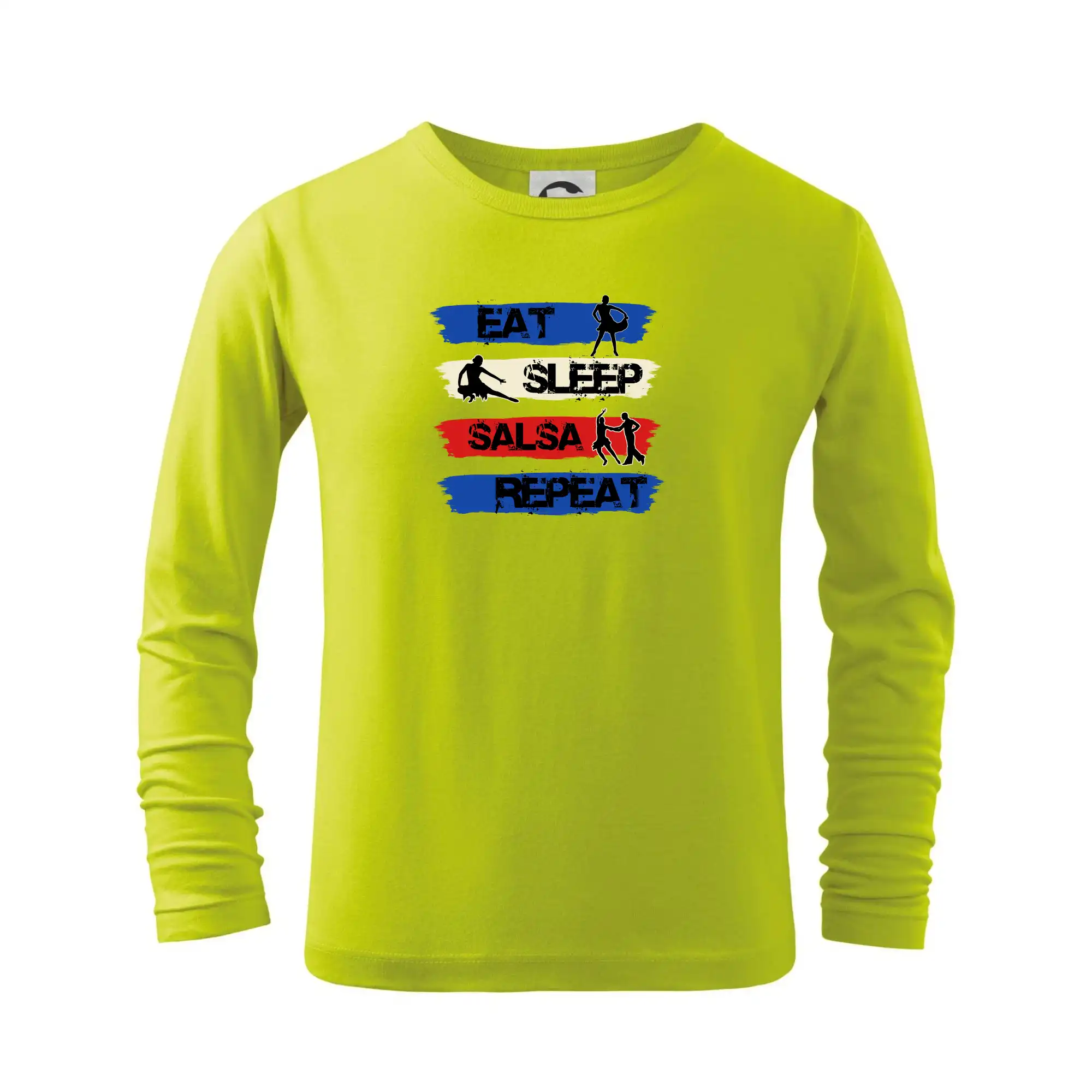 Tričká pre tanečníkov salsy - Eat sleep salsa repeat - Tričko detské Long Sleeve