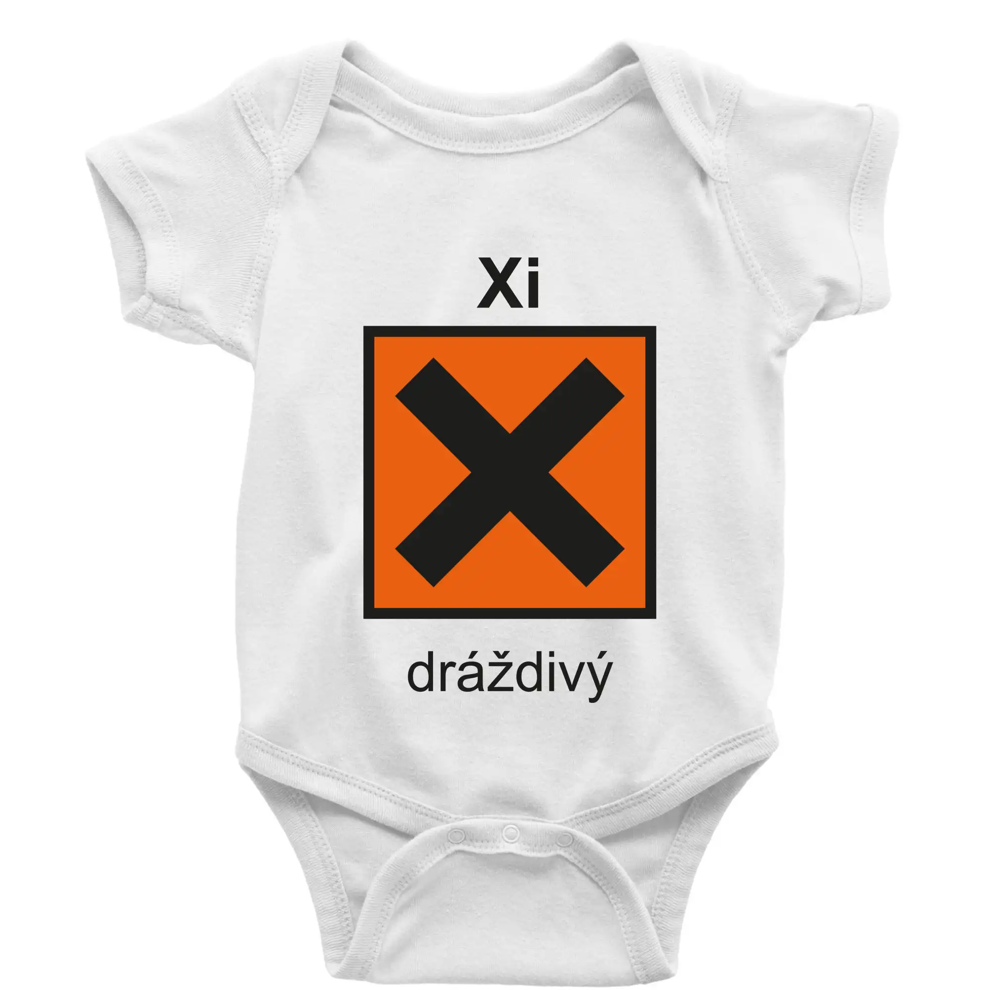 Grafické tričká - Xi Dráždivý - Výstražná tabuľka na tričku - Body dojčenské s krátkym rukávom