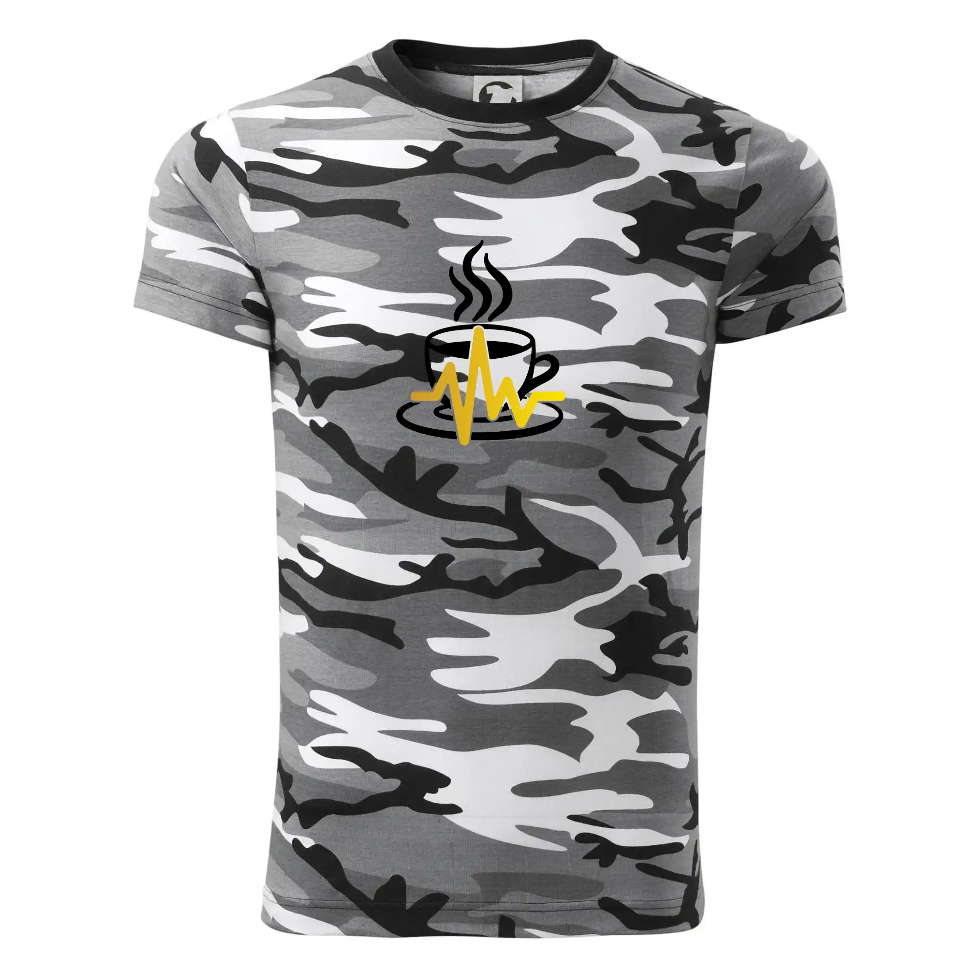 Motívy pre baristu a milovníkov kávy - Káva EKG hrnček - Army CAMOUFLAGE