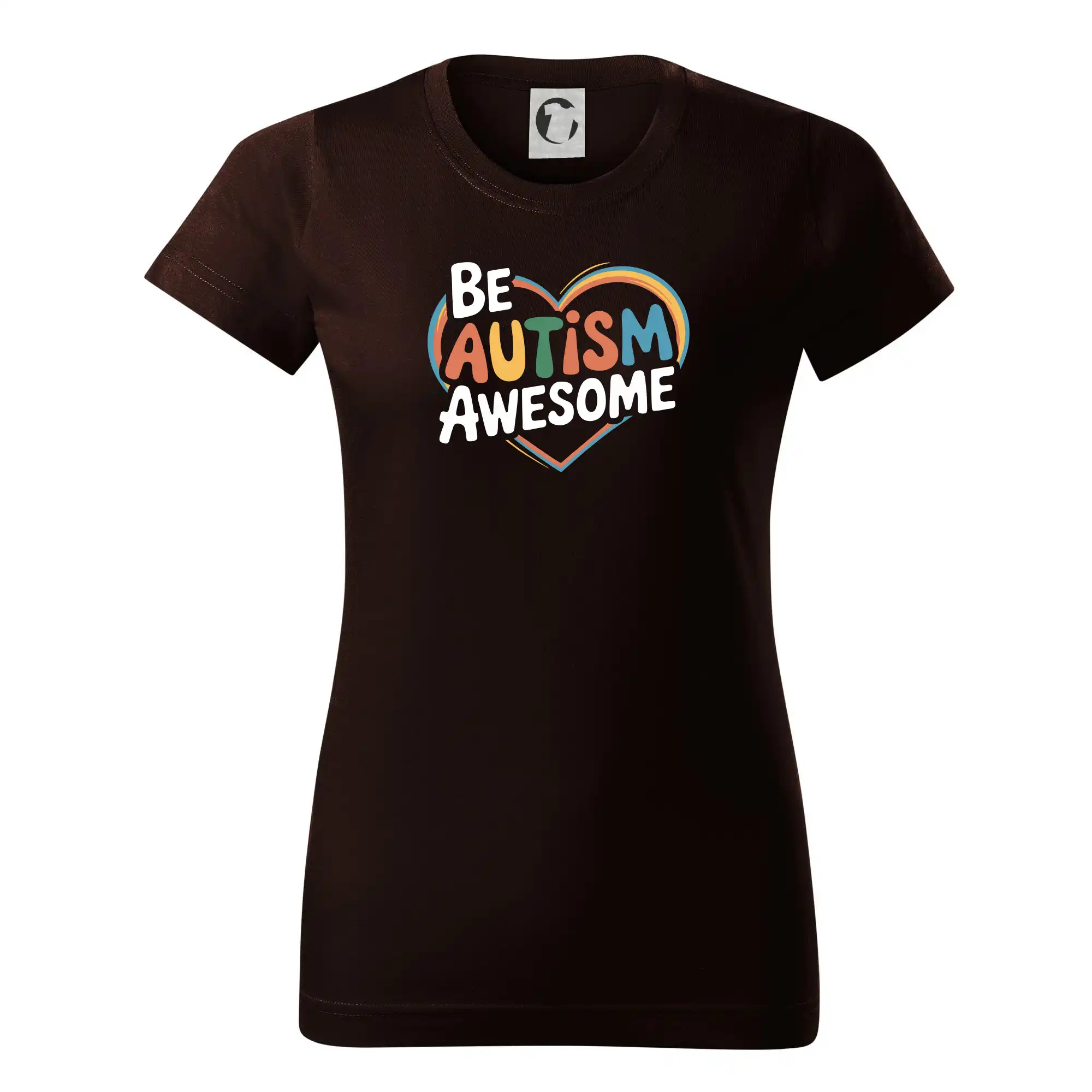 Tričká a mikiny pre autistov - Be autism awesome srdce - Dámske tričko basic - ľahko voľnejšie a dlhšie