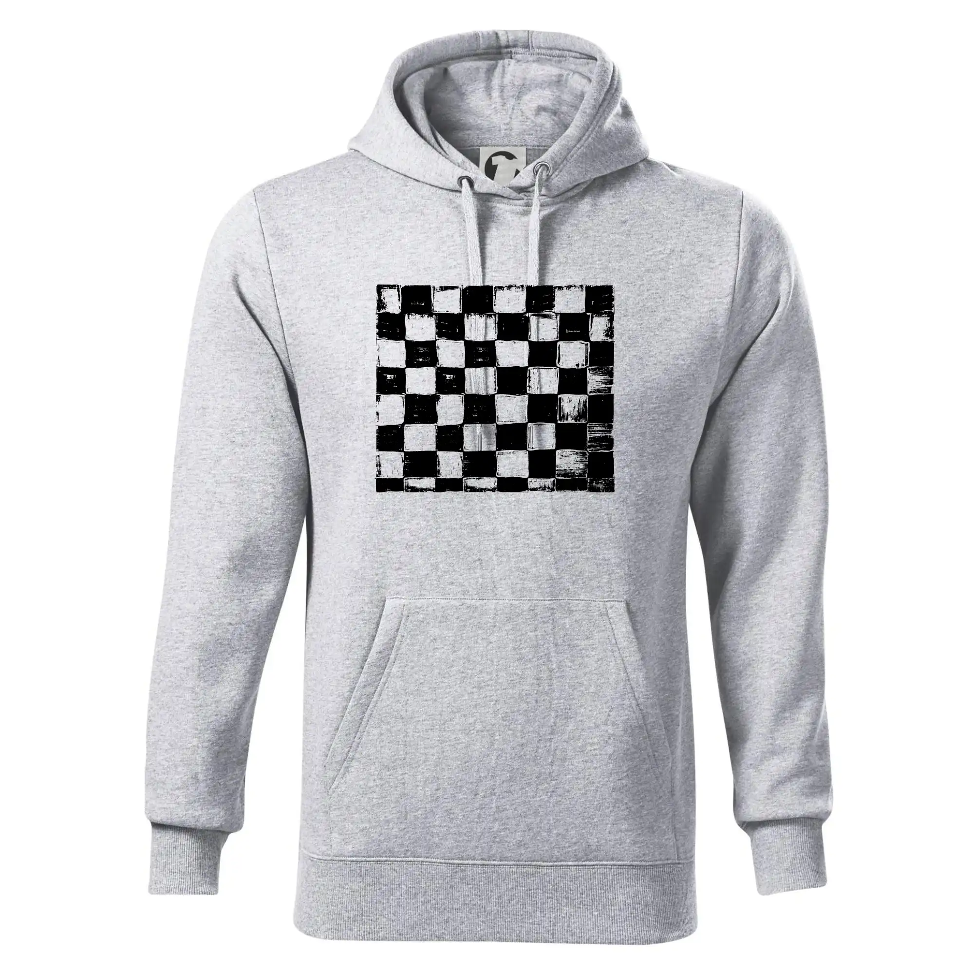 Tričká a mikiny so spoločenskými hrami  - Šachovnica čierna kreslená - Mikina pánska Cape s kapucňou