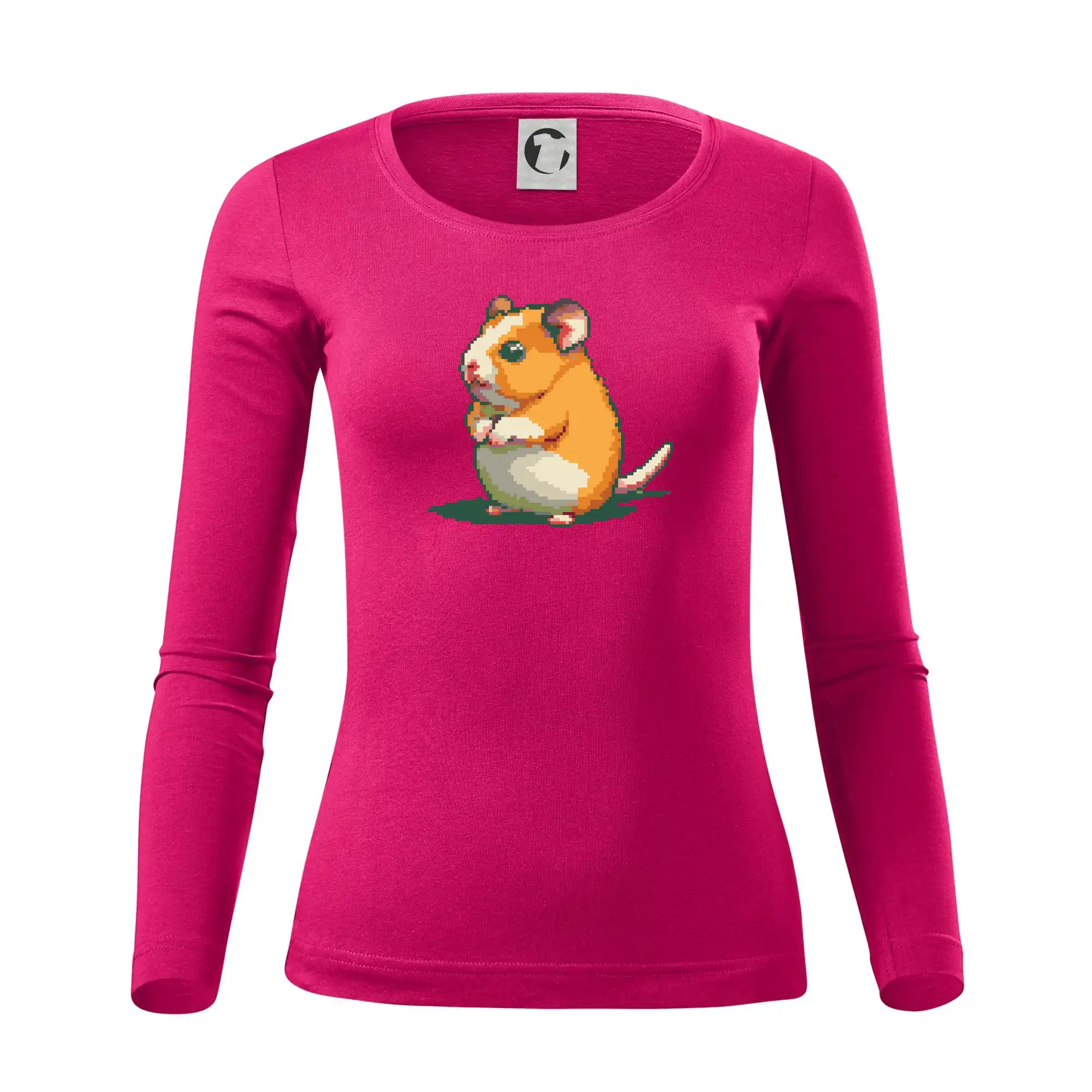 Tričká so zvieratami - Škrečok pixel - Dámske tričko FIT-T LS - zužené