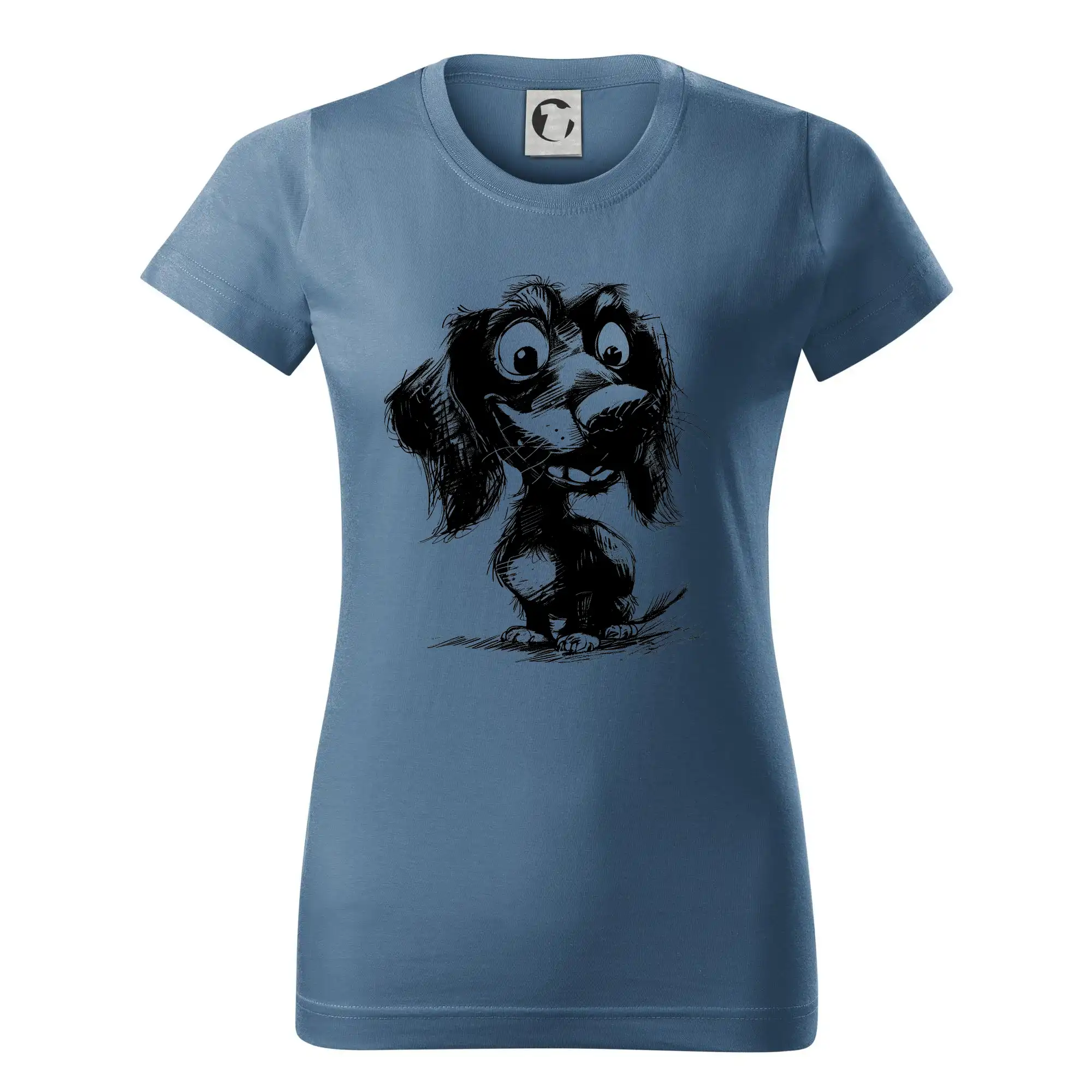 Černobílá karikatura jezevčík