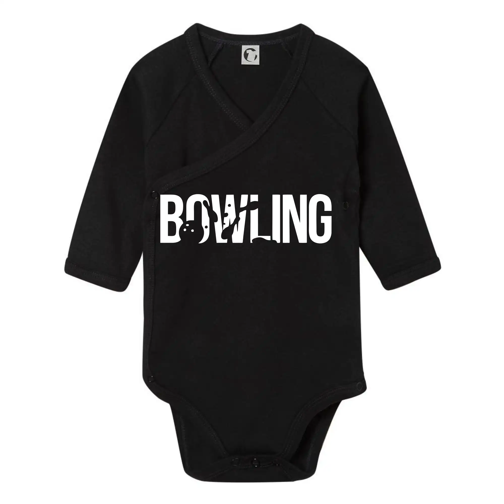 Tričká Bowling - Bowling nápis kolky - Body zavinovacie s dlhým rukávom
