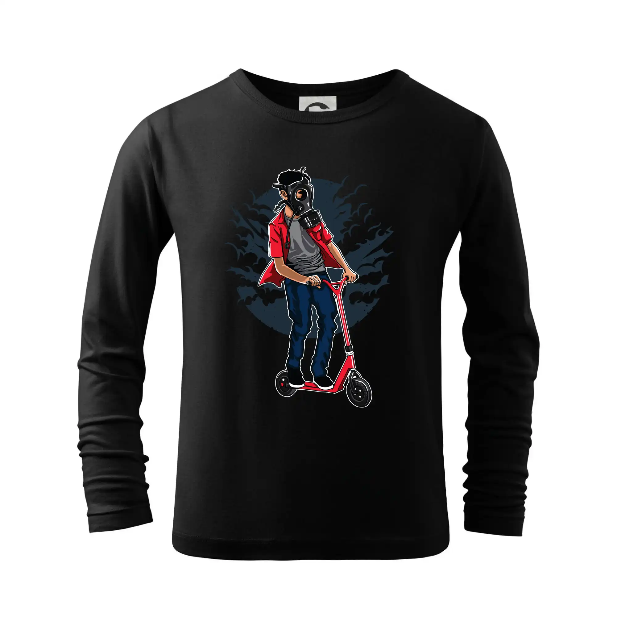 Tričká na kolobežku - Gasmask Rider - Tričko detské Long Sleeve