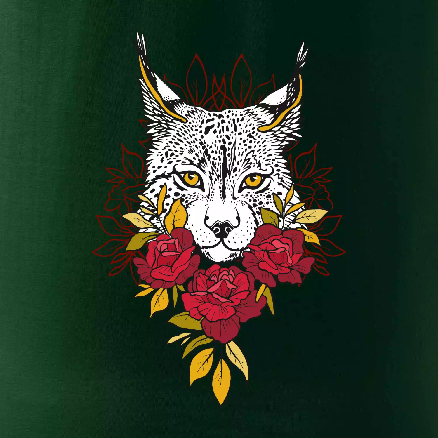 Rys s červenými růžemi  (Pecka design)