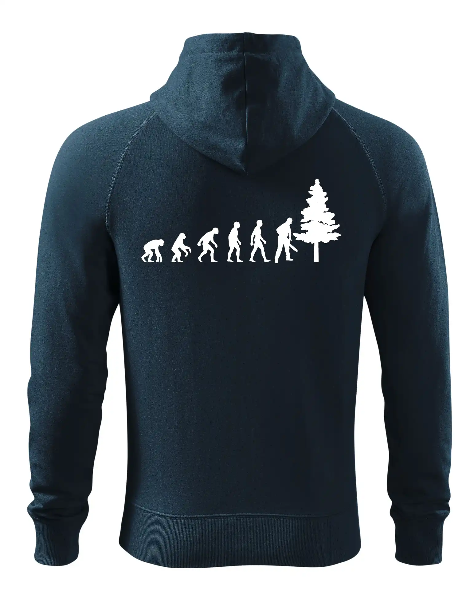 Evoluce dřevorubec - pila a strom