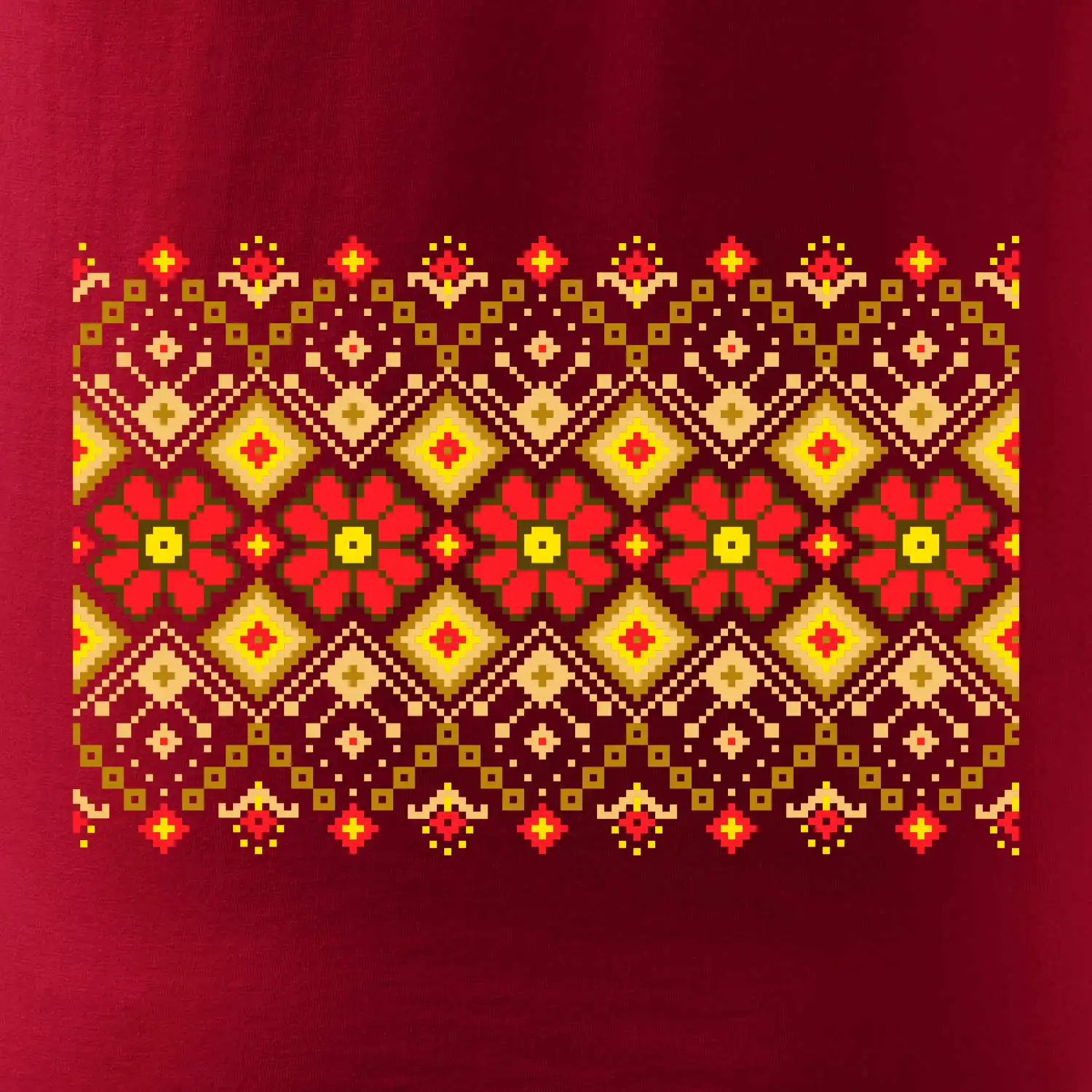 Ukrajinský vzor  - Červené květiny