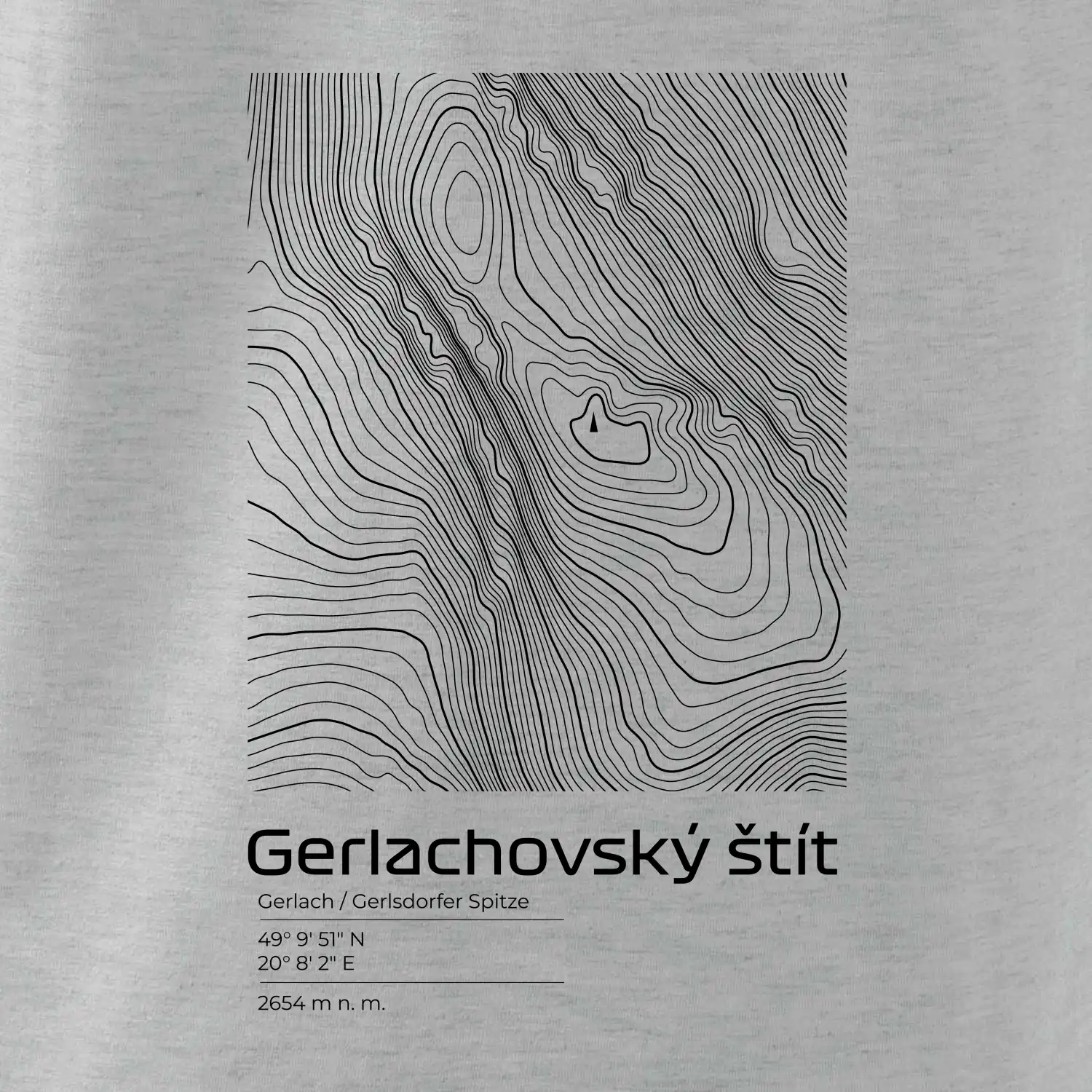 Gerlachovský štít - vrstevnice v obdélníku