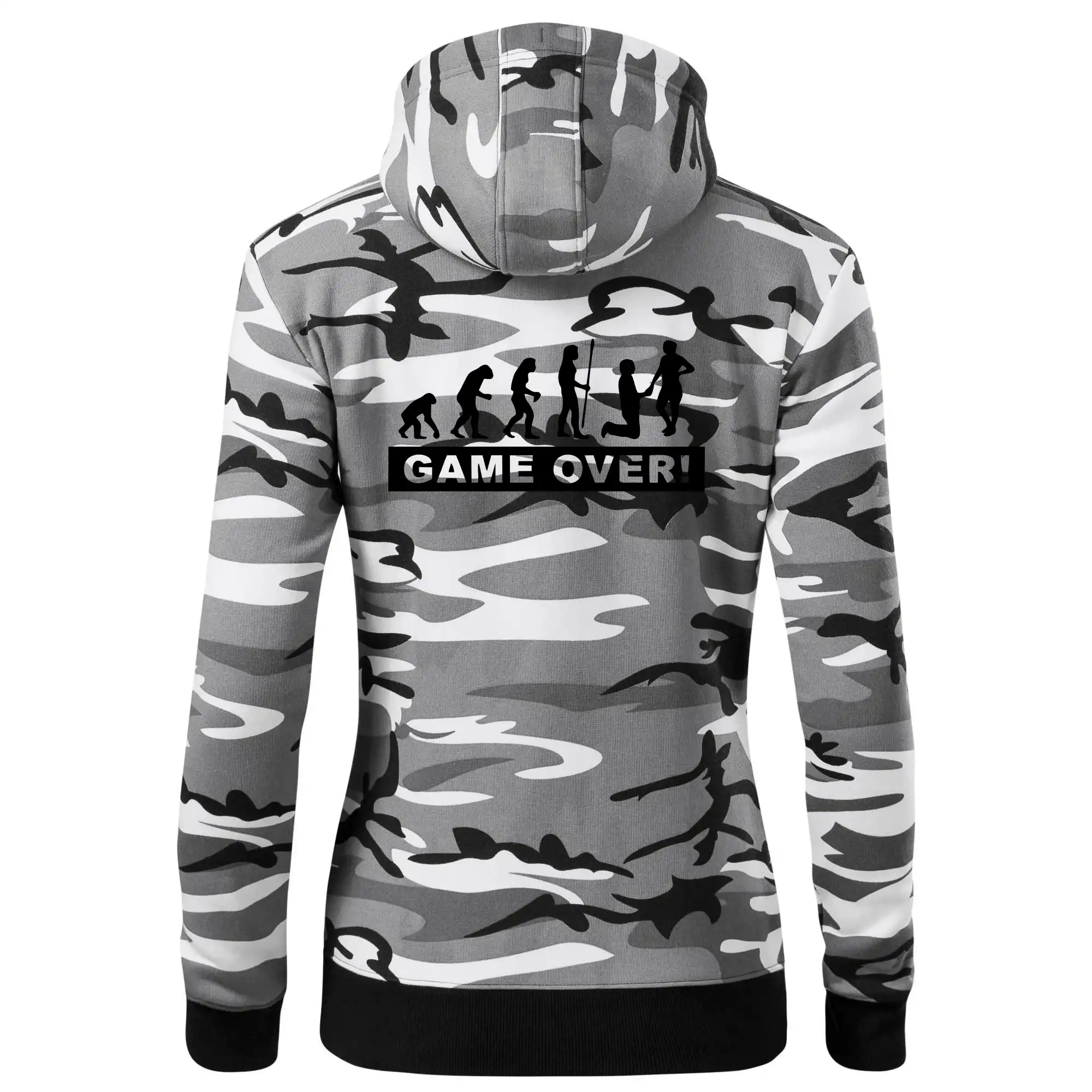 Svadobné tričká - Game over evolúcia - Mikina dámska trendy zipper s kapucňou