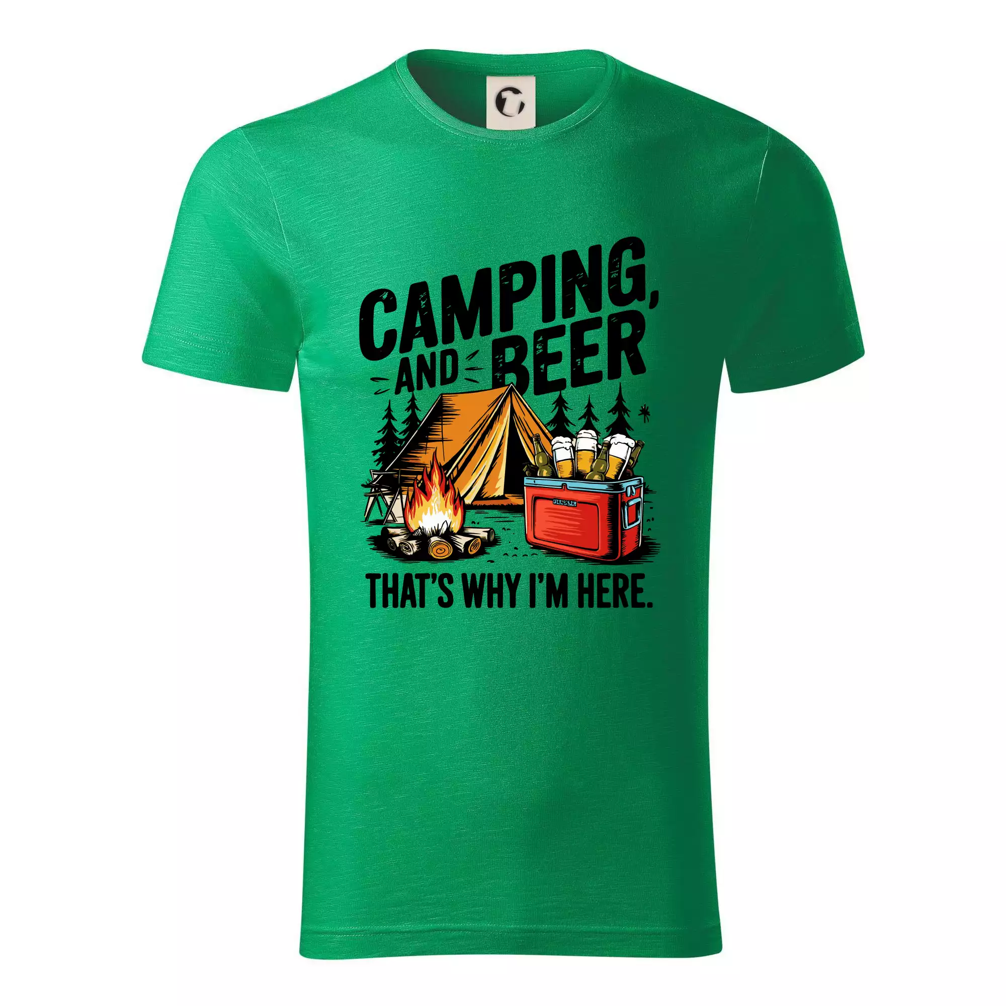 Černý nápis nápis Camping and beer