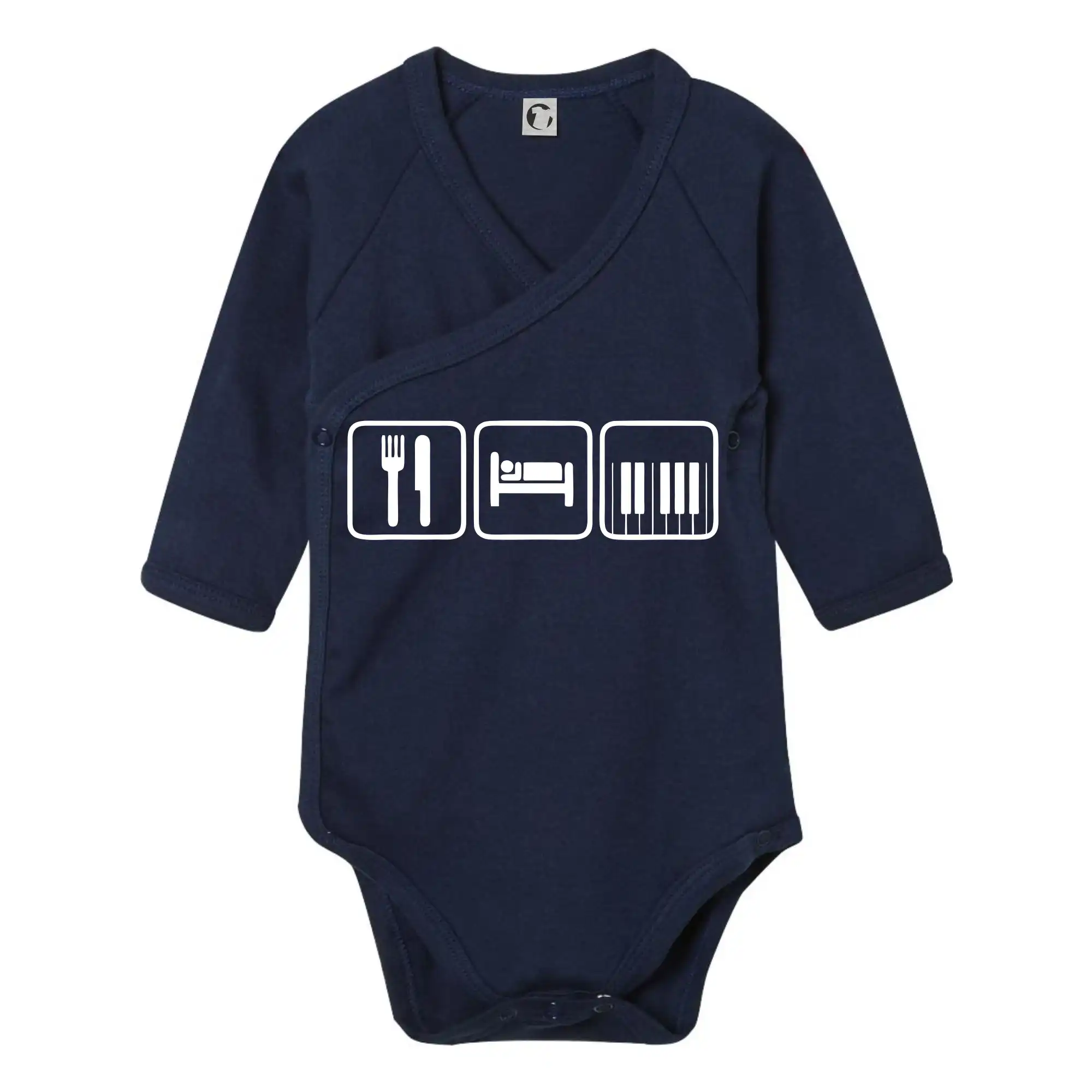 Eat sleep piano v rade - Body zavinovacie s dlhým rukávom