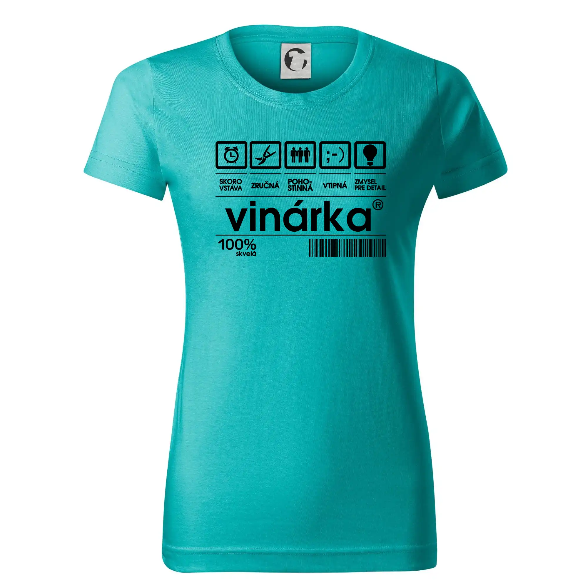 Vtipná tričká s tematikou vína - Čiarový kód - vinárka - Dámske tričko basic - ľahko voľnejšie a dlhšie