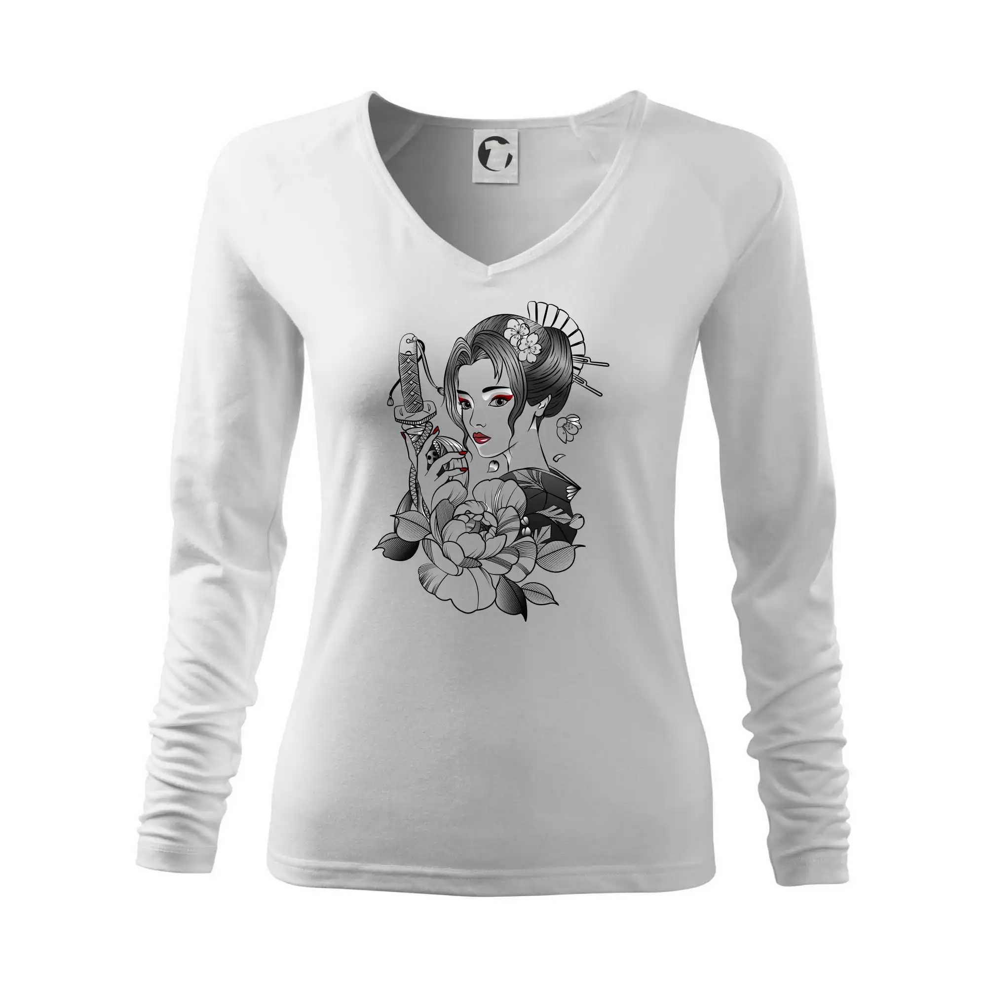 Tričká s japonskou tematikou - Japonsko - žena s červenými ústami - Tričko dámske Elegance