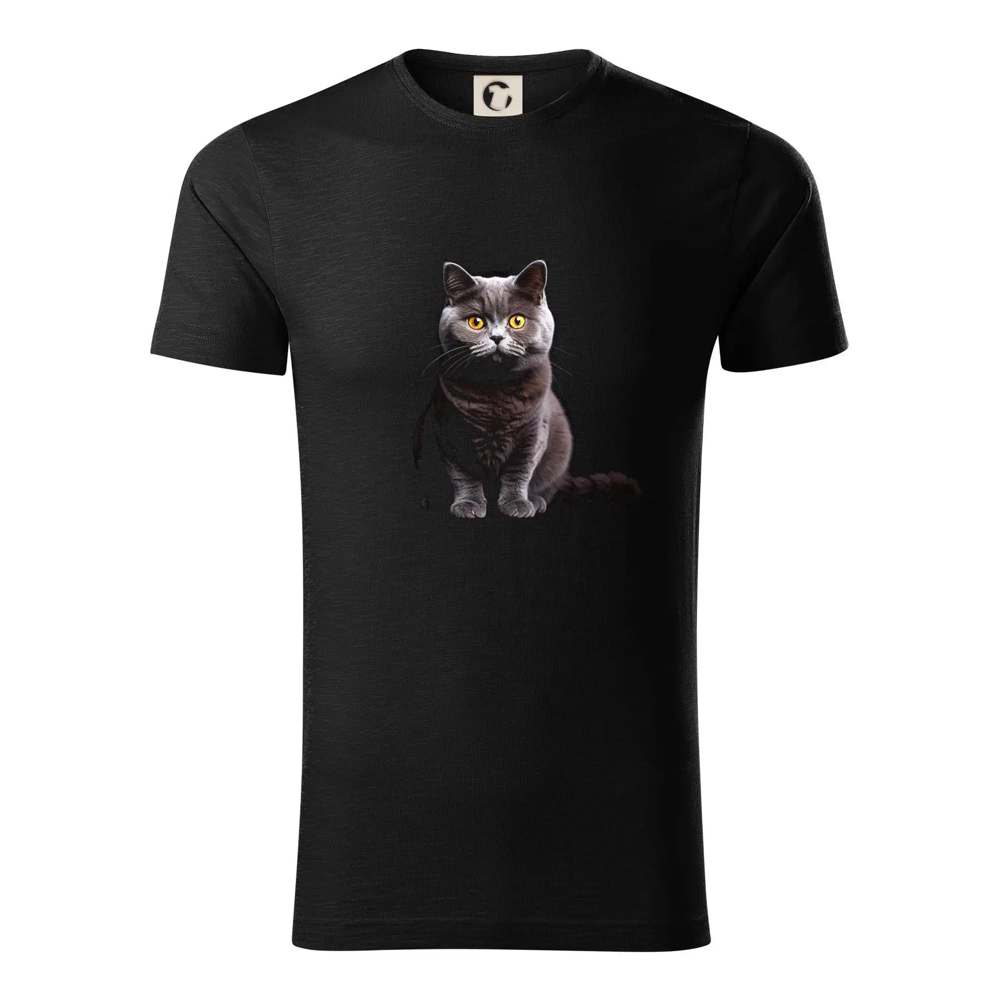 Vtipná tričká s mačkou - Britská mačka čierna fotka - Tričko z organickej bavlny