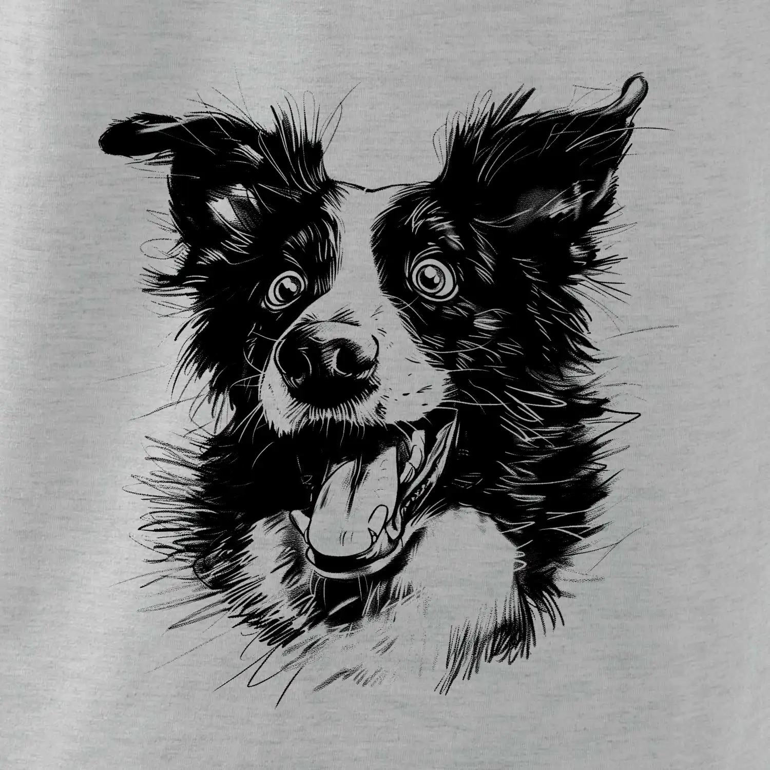 Černobílá karikatura Border kolie