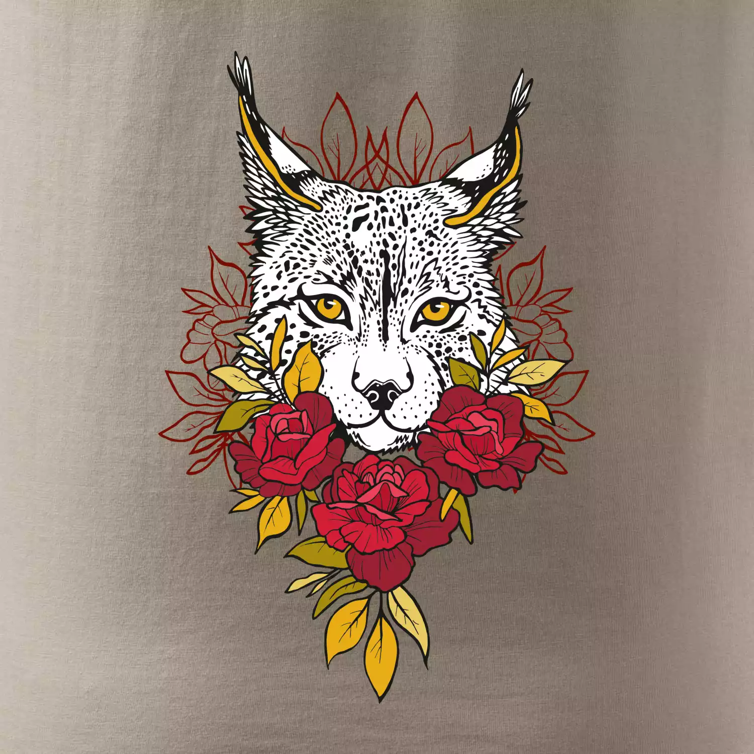 Rys s červenými ružami (Pecka design)