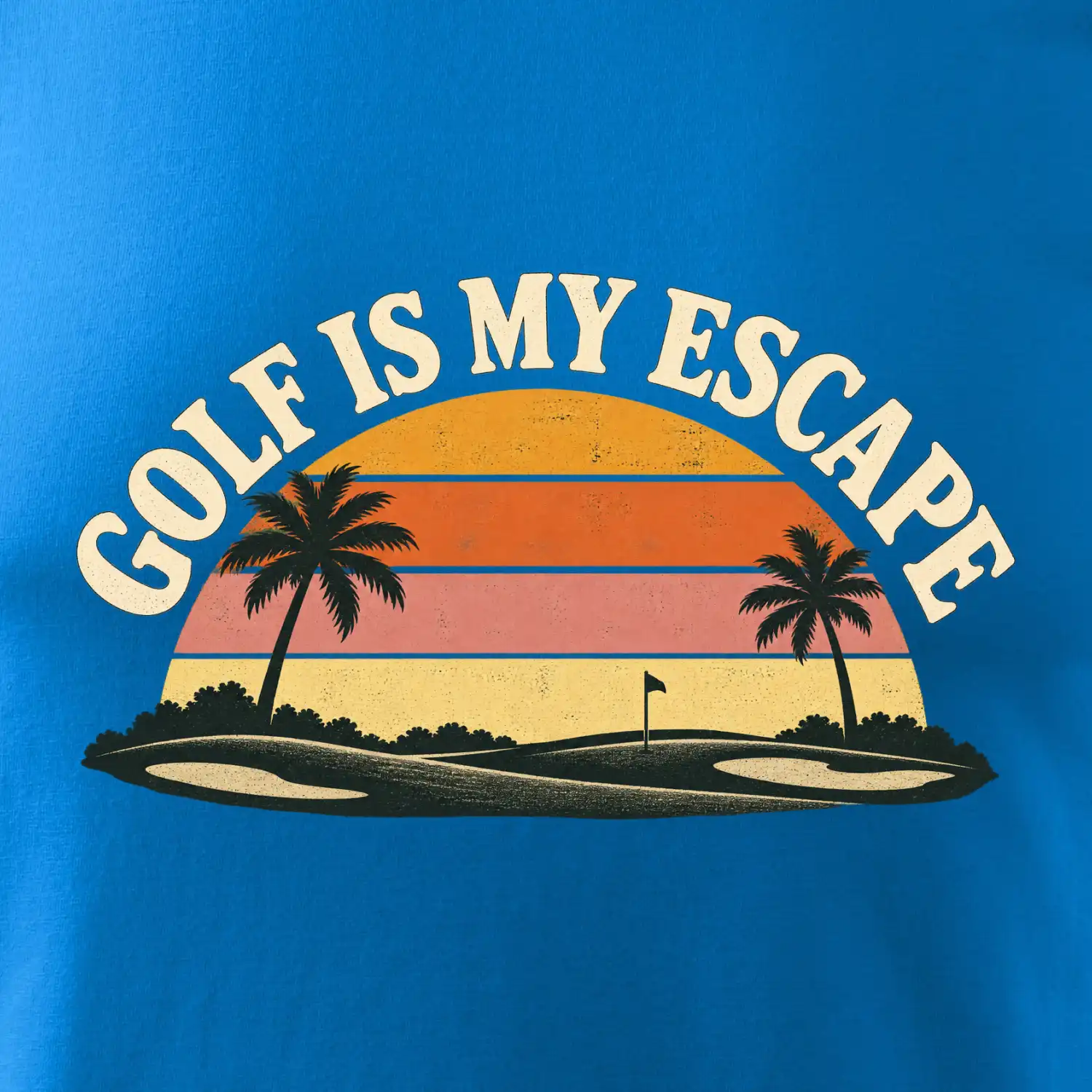 Golf is my escape retro západ slunce